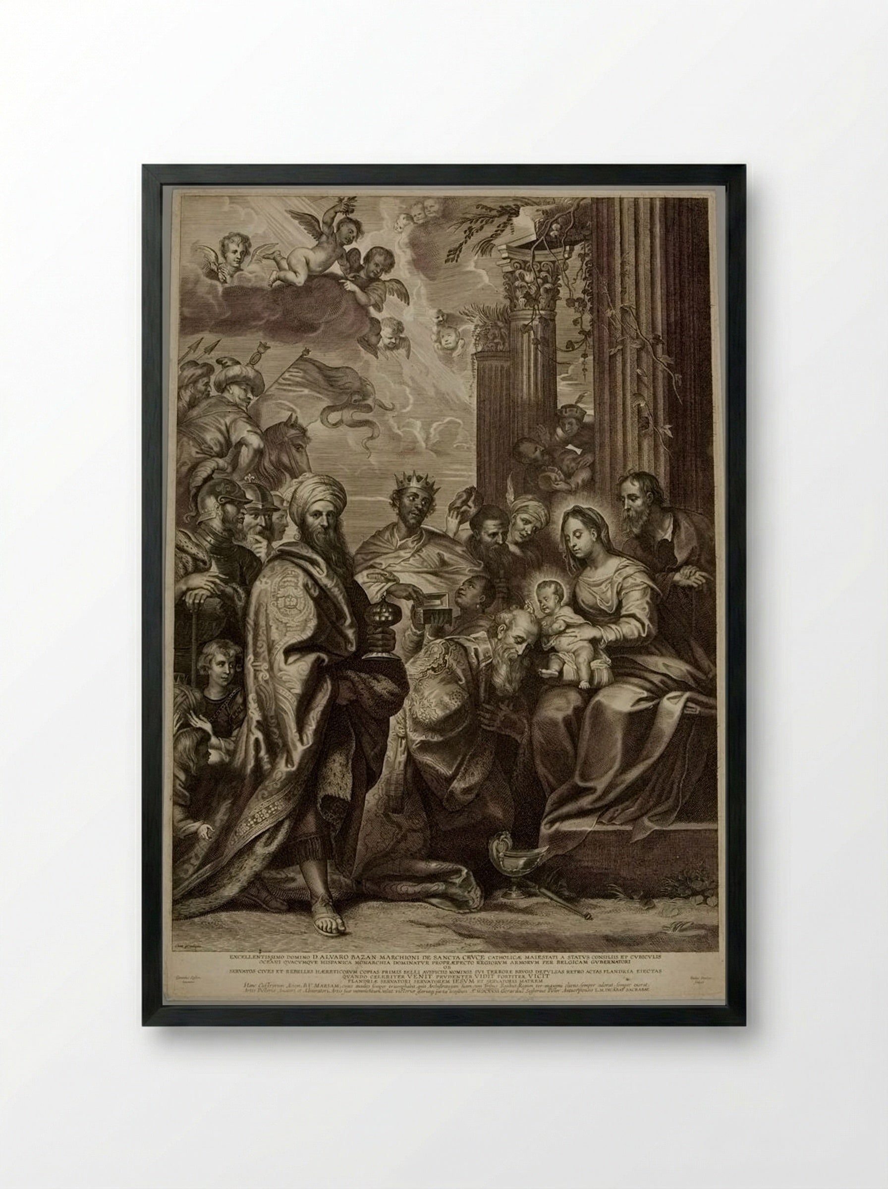 Adoration of the Magi - Paulus Pontius - Framed Print Black