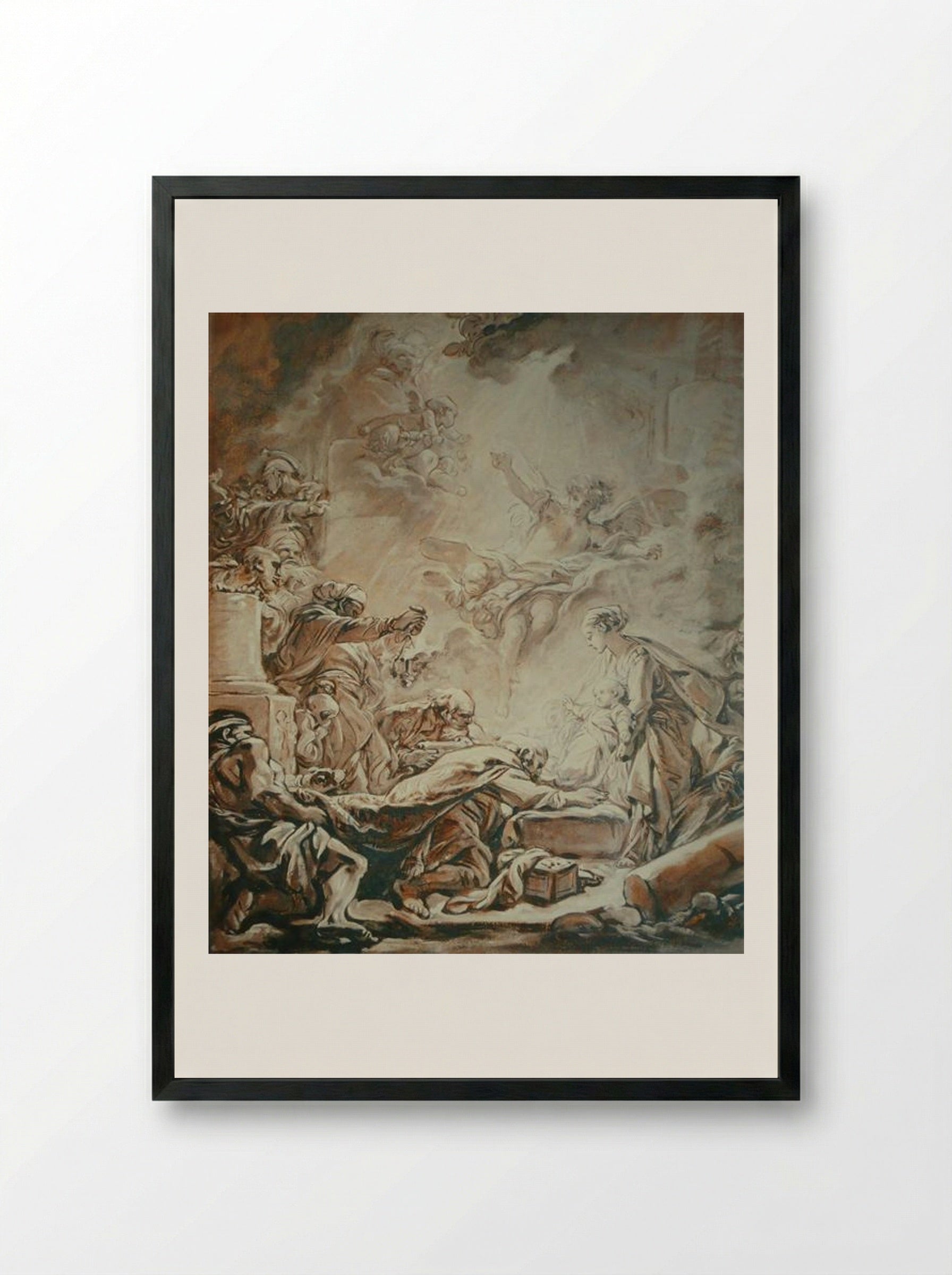 Adoration of the Magi - Francois Boucher - Framed Print Black