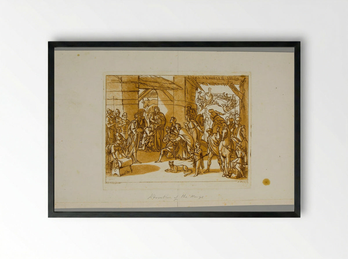 Adoration of the Magi - Santi Pacini - Framed Print Black
