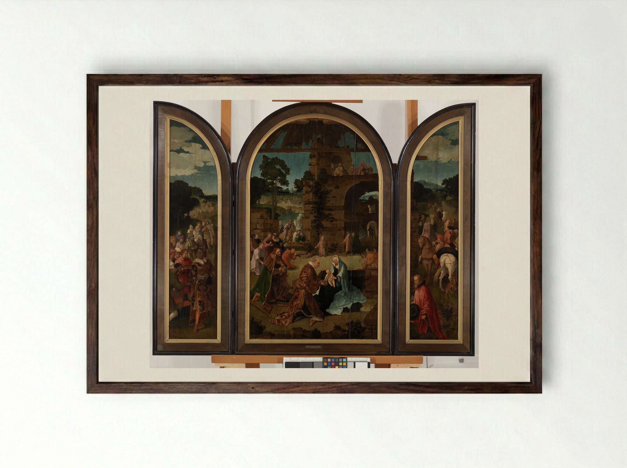 Adoration of the Magi - Lucas van Leyden - Framed Print Dark Wood