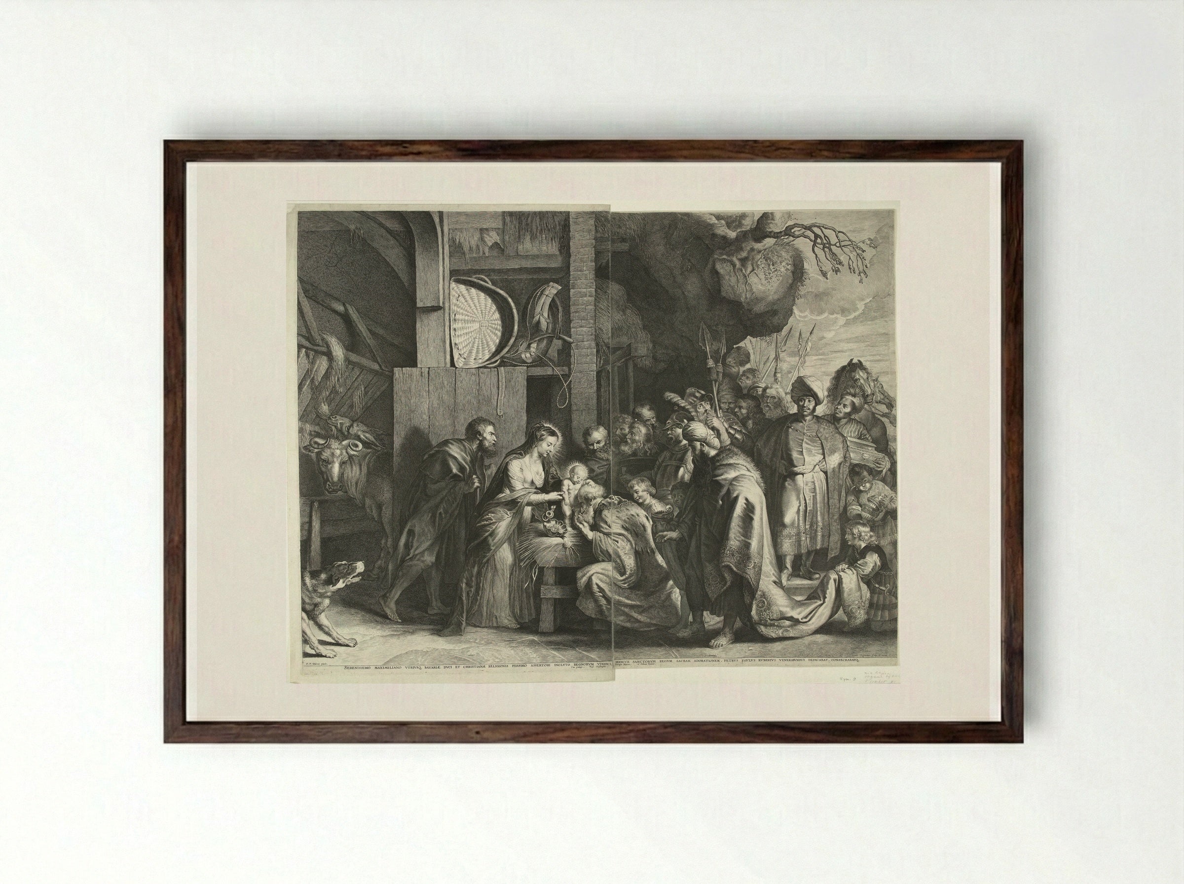 Adoration of the Magi - Lucas Vorsterman I - Framed Print Dark Wood