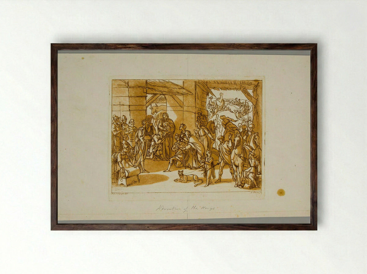 Adoration of the Magi - Santi Pacini - Framed Print Dark Wood