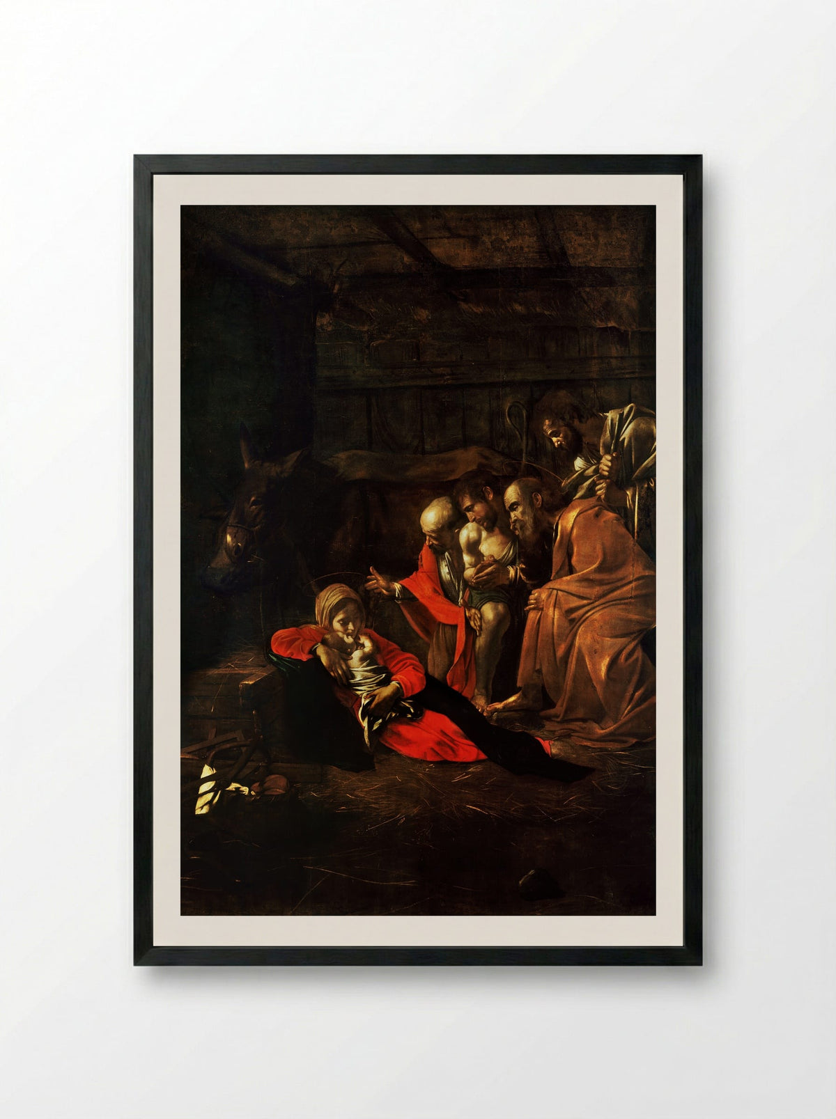 Adoration of the Shepherds - Caravaggio - Framed Print Black
