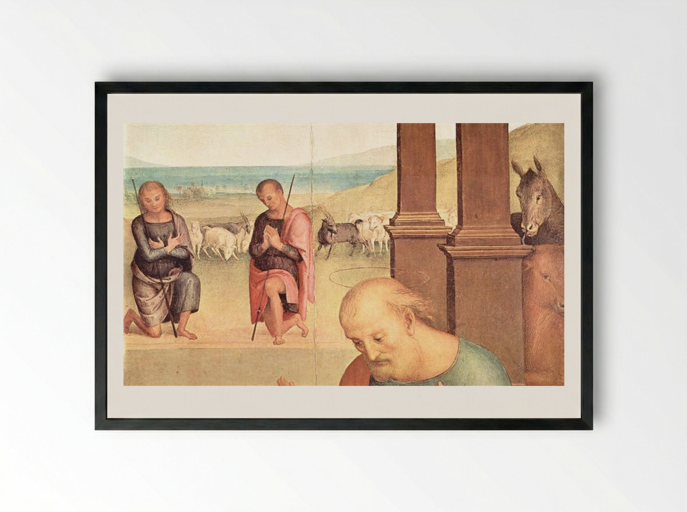Adoration of the Shepherds - Pietro Perugino - Framed Print Black