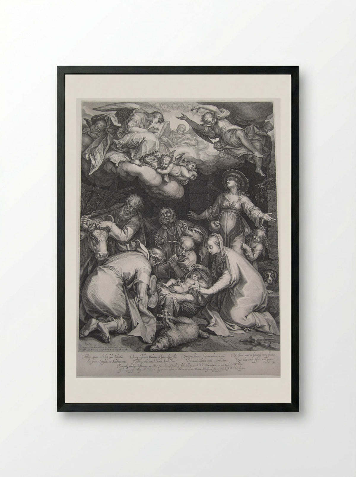 Adoration of the Shepherds - Boetius Adamsz. Bolswert - Framed Print Black