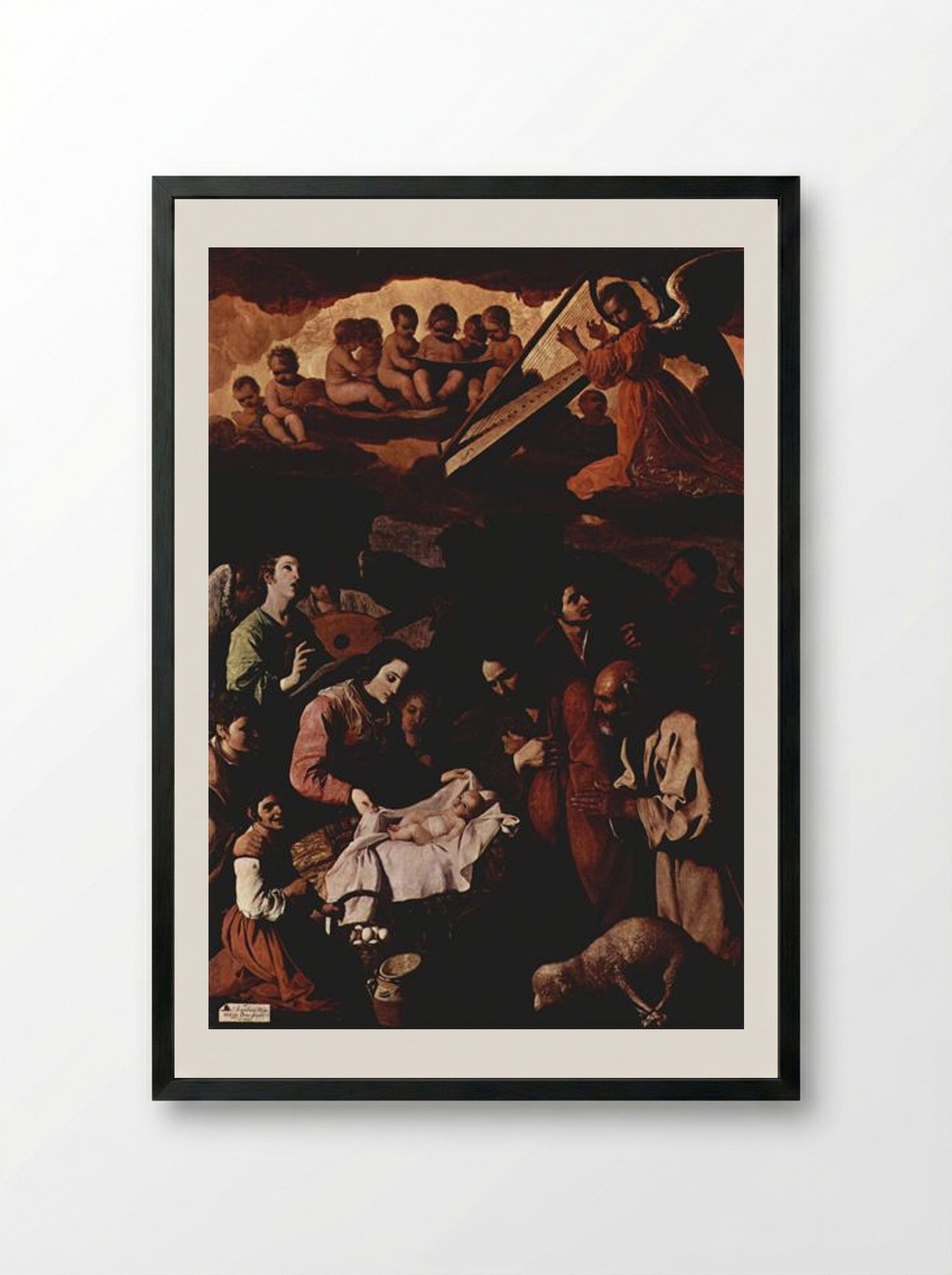 Adoration of the Shepherds - Francisco de Zurbarán - Framed Print Black