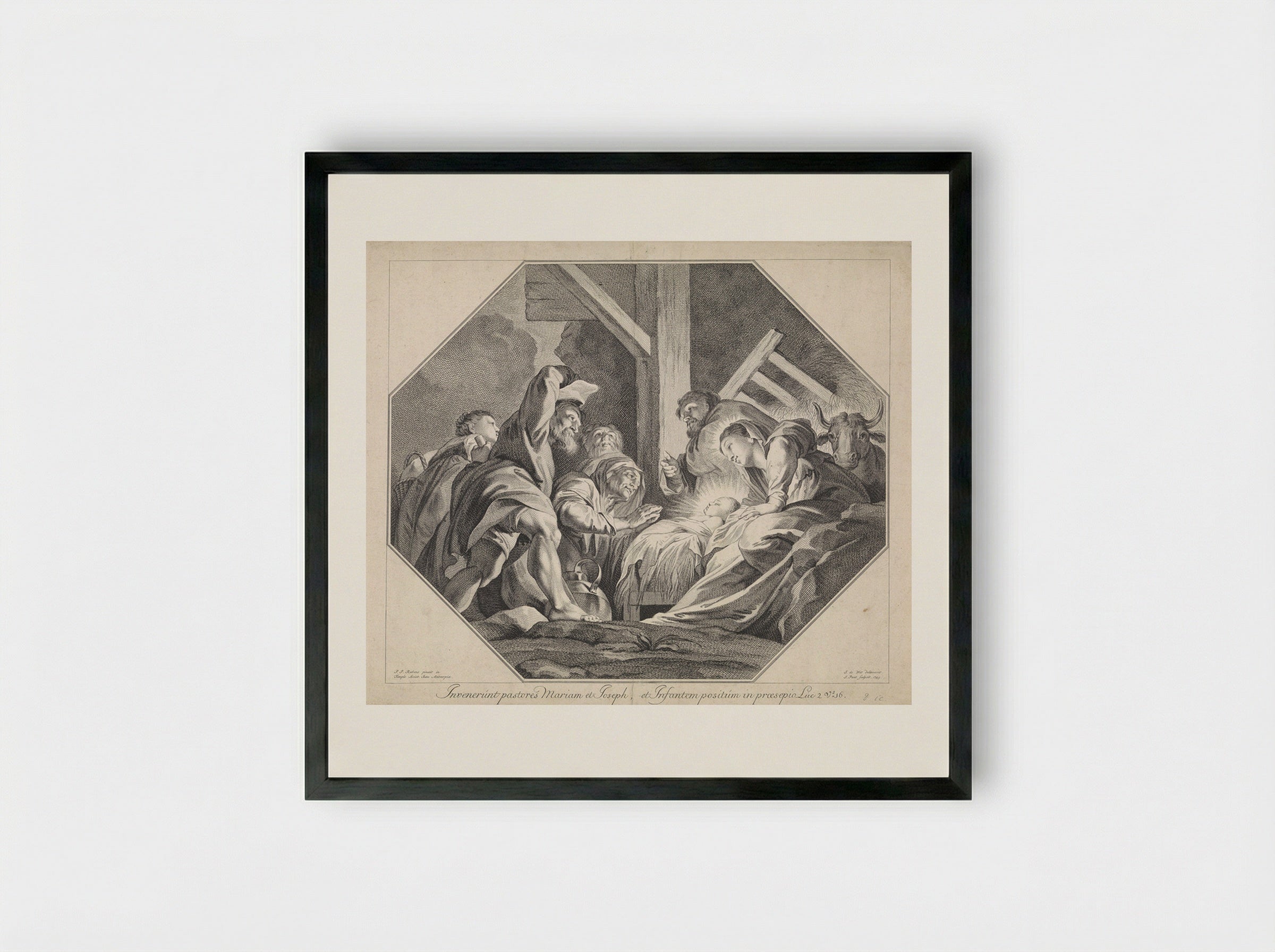 Adoration of the Shepherds - Jan Punt - Framed Print Black