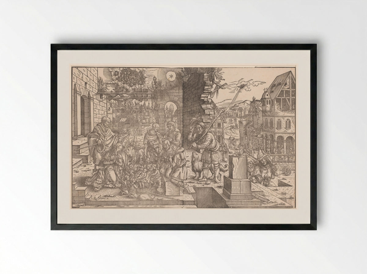 Adoration of the Shepherds - Monogrammist WS - Framed Print Black