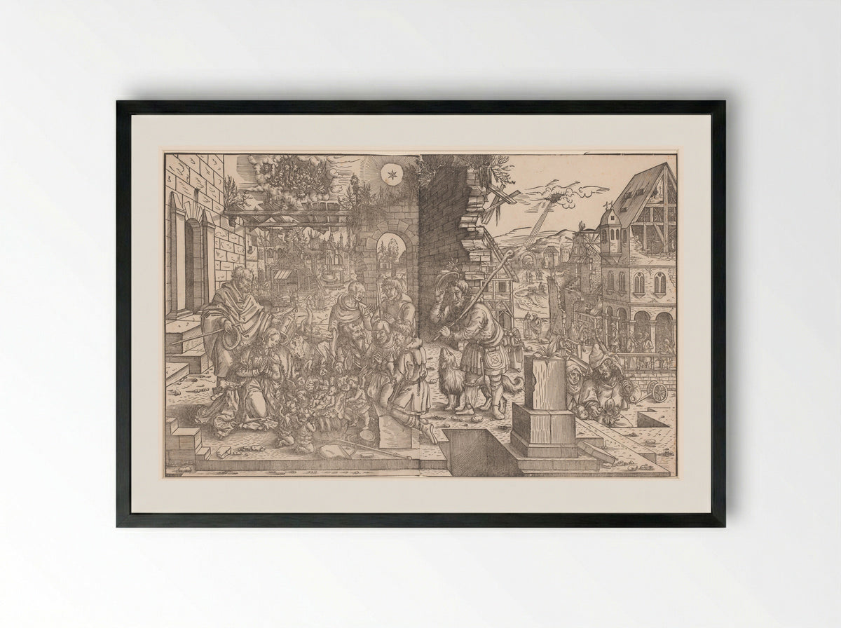 Adoration of the Shepherds - Monogrammist WS - Framed Print Black