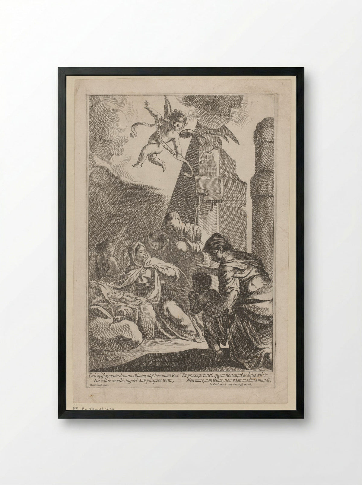 Adoration of the Shepherds - Antoine Garnier - Framed Print Black