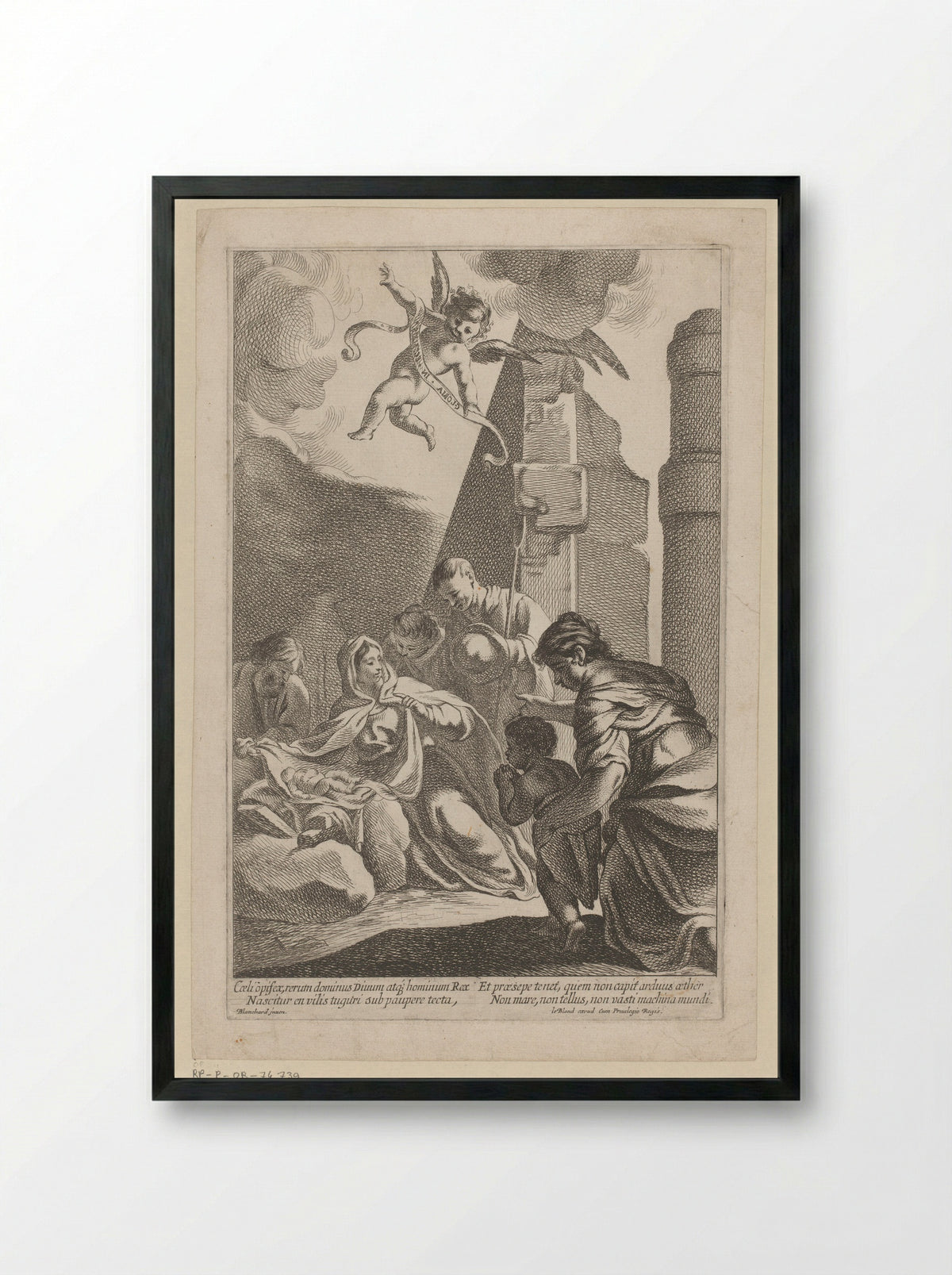 Adoration of the Shepherds - Antoine Garnier - Framed Print Black