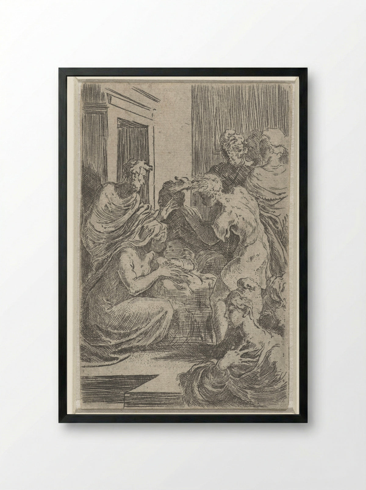 Adoration of the Shepherds - Parmigianino - Framed Print Black