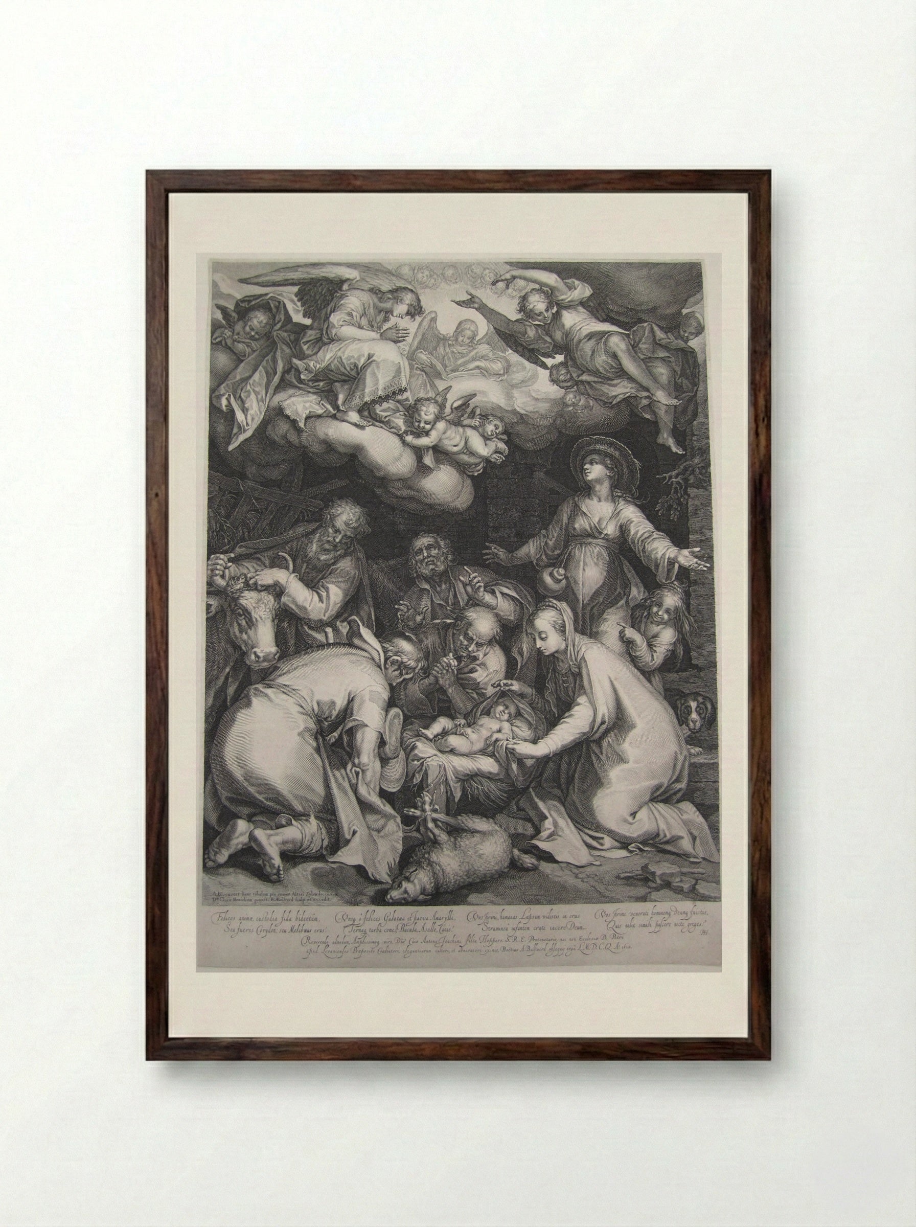 Adoration of the Shepherds - Boetius Adamsz. Bolswert - Framed Print Dark Wood