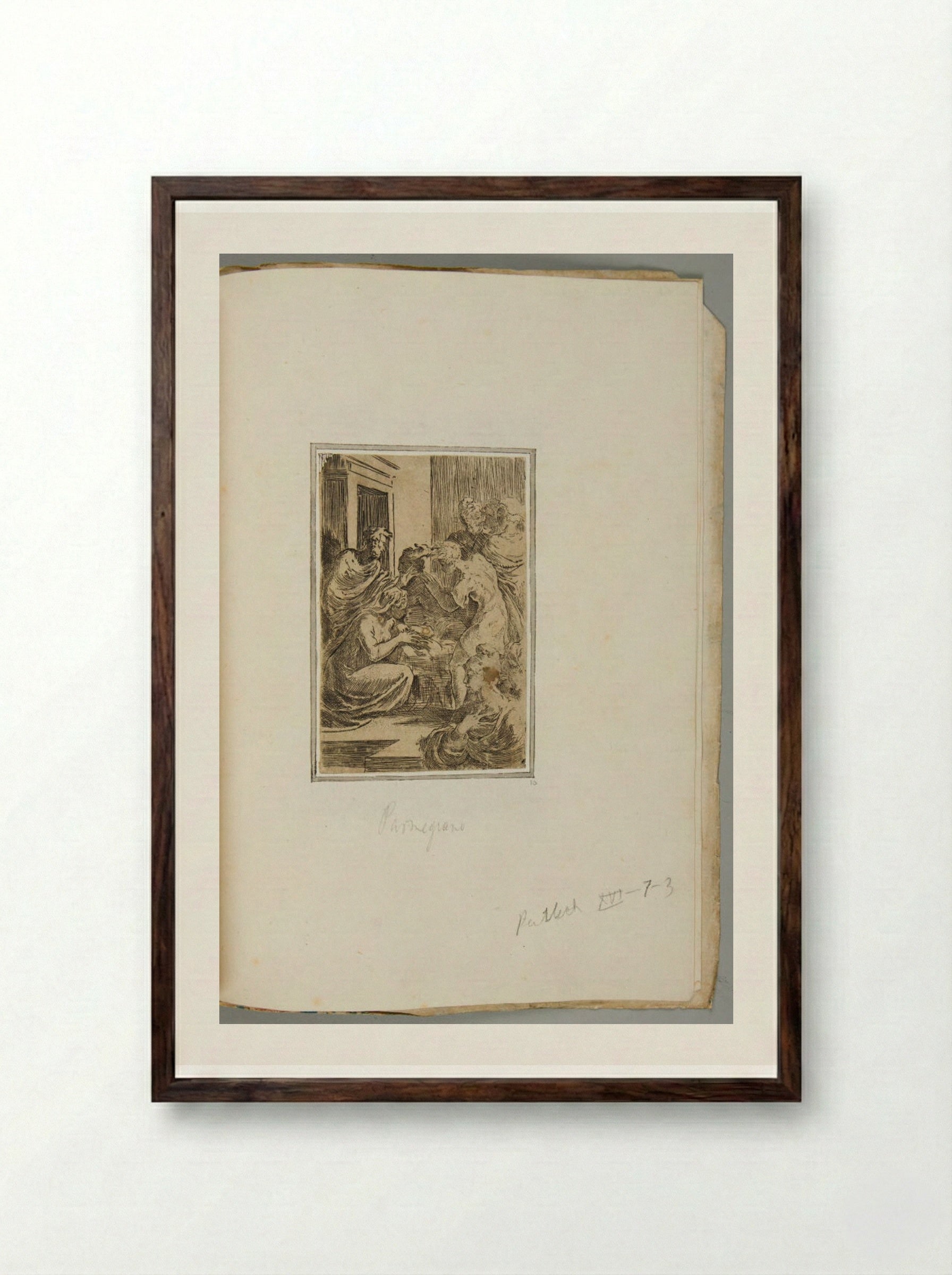 Adoration of the Shepherds - Parmigianino - Framed Print Dark Wood
