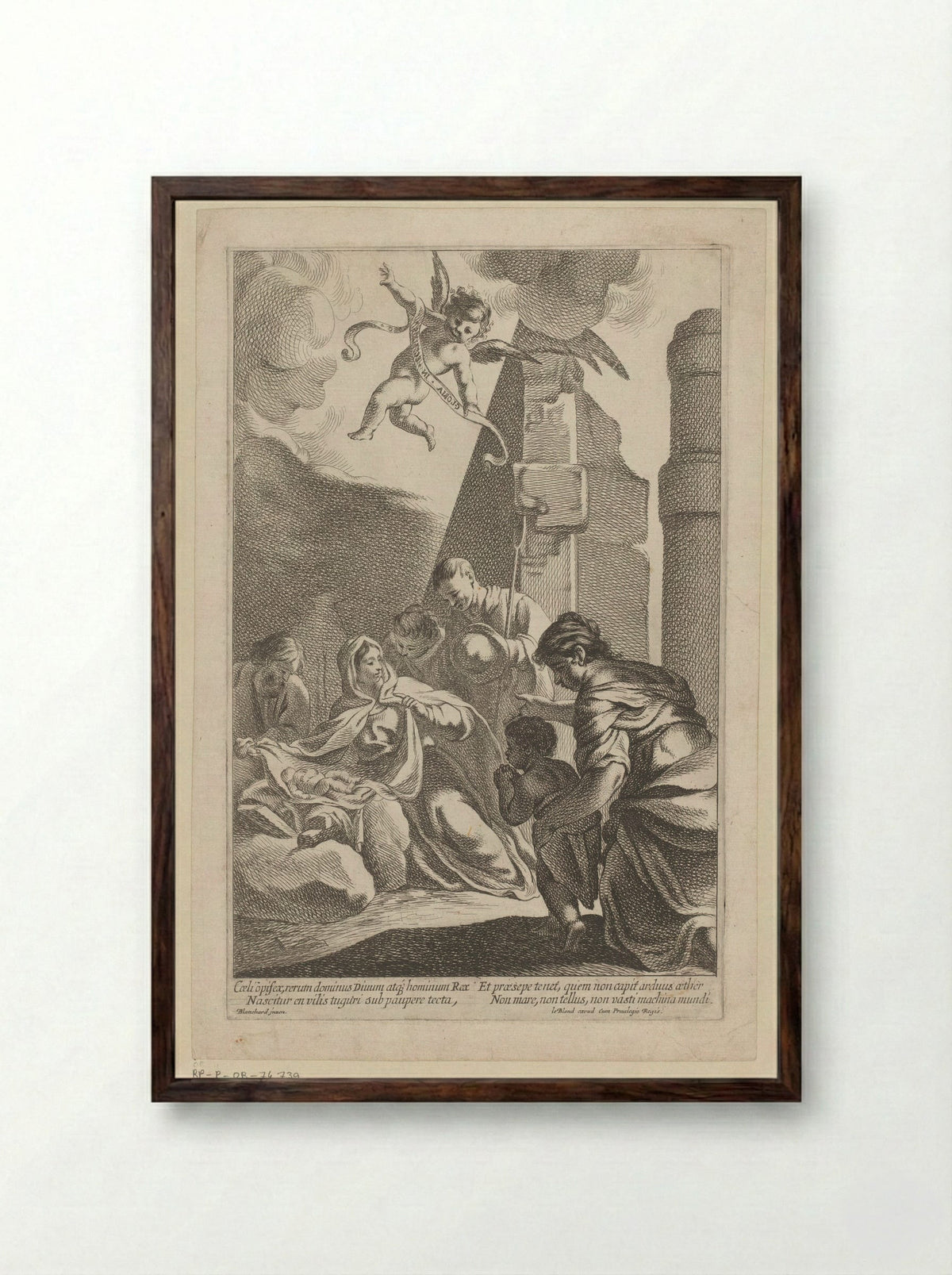 Adoration of the Shepherds - Antoine Garnier - Framed Print Dark Wood