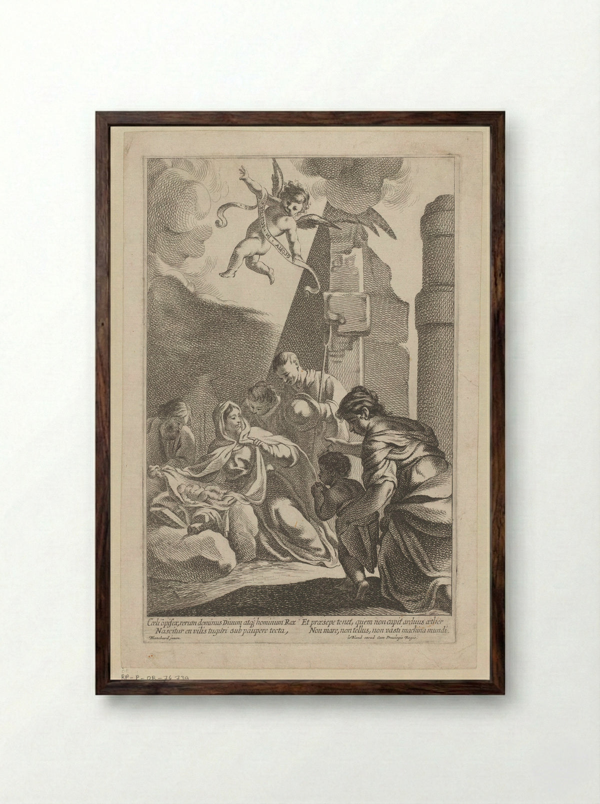 Adoration of the Shepherds - Antoine Garnier - Framed Print Dark Wood