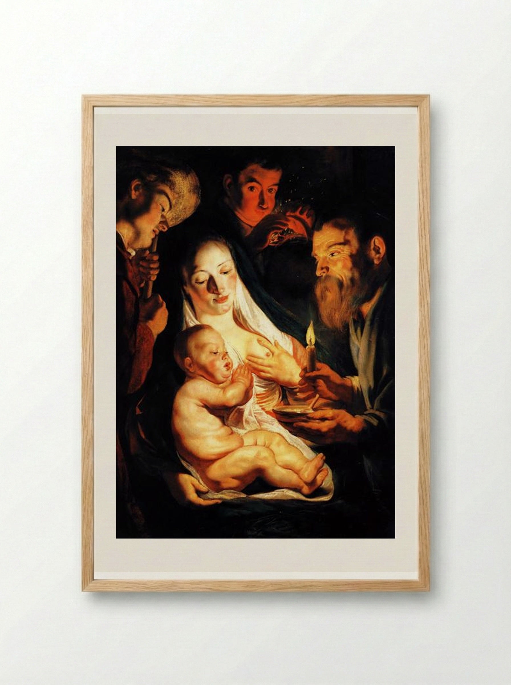 Adoration of the Shepherds - Jacob Jordaens - Framed Print Wood