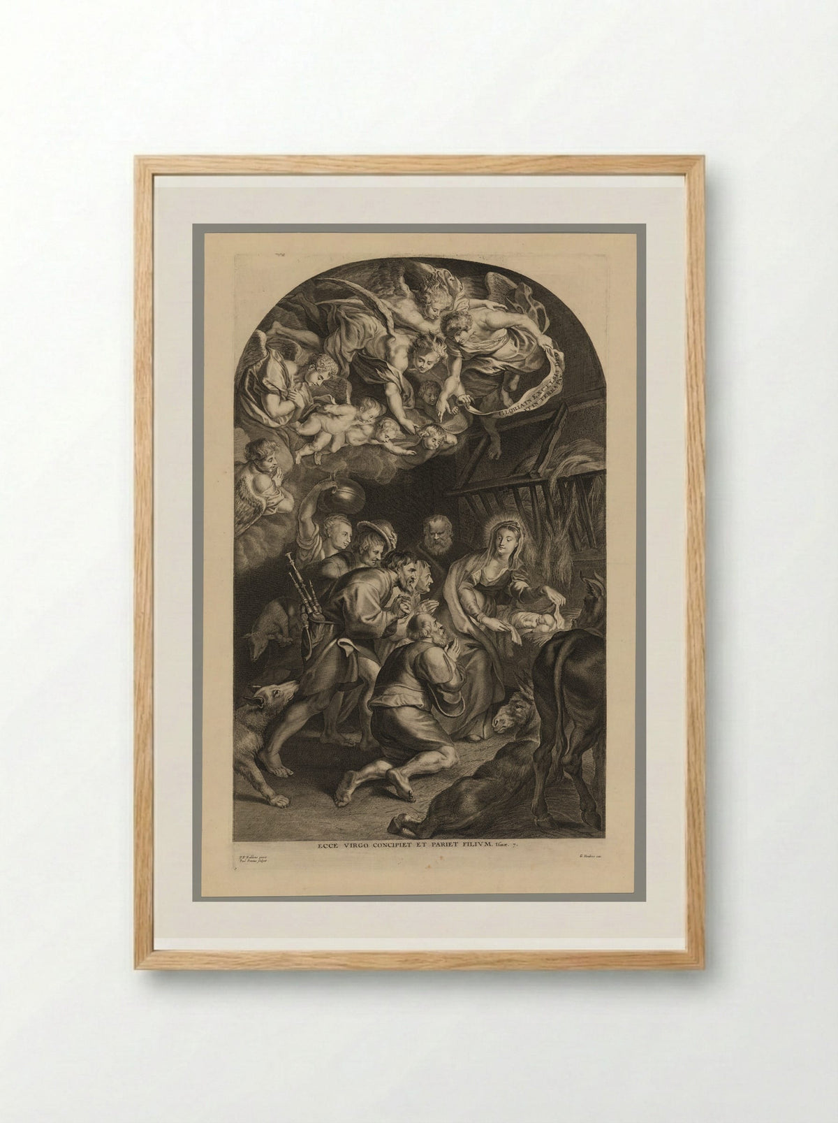 Adoration of the Shepherds - Paulus Pontius - Framed Print Wood