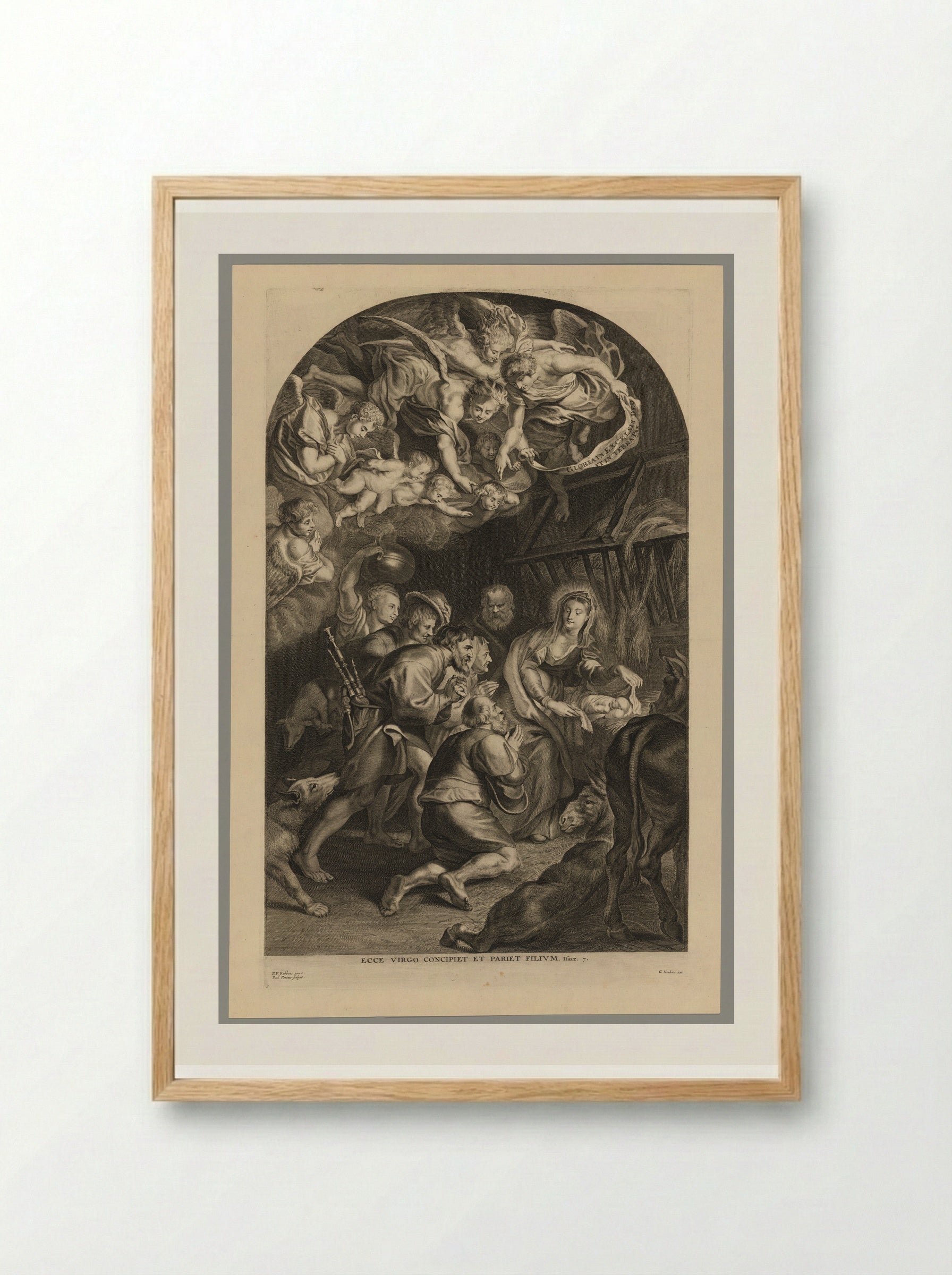 Adoration of the Shepherds - Paulus Pontius - Framed Print Wood