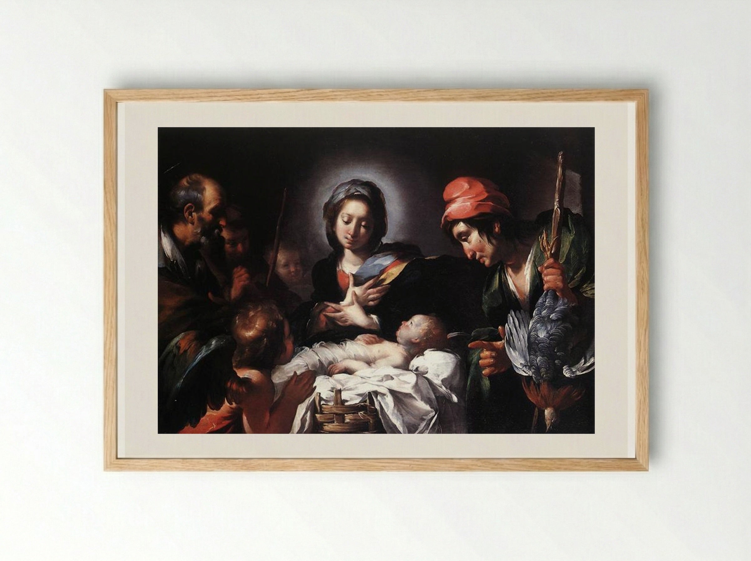 Adoration of the Shepherds - Bernardo Strozzi - Framed Print Wood