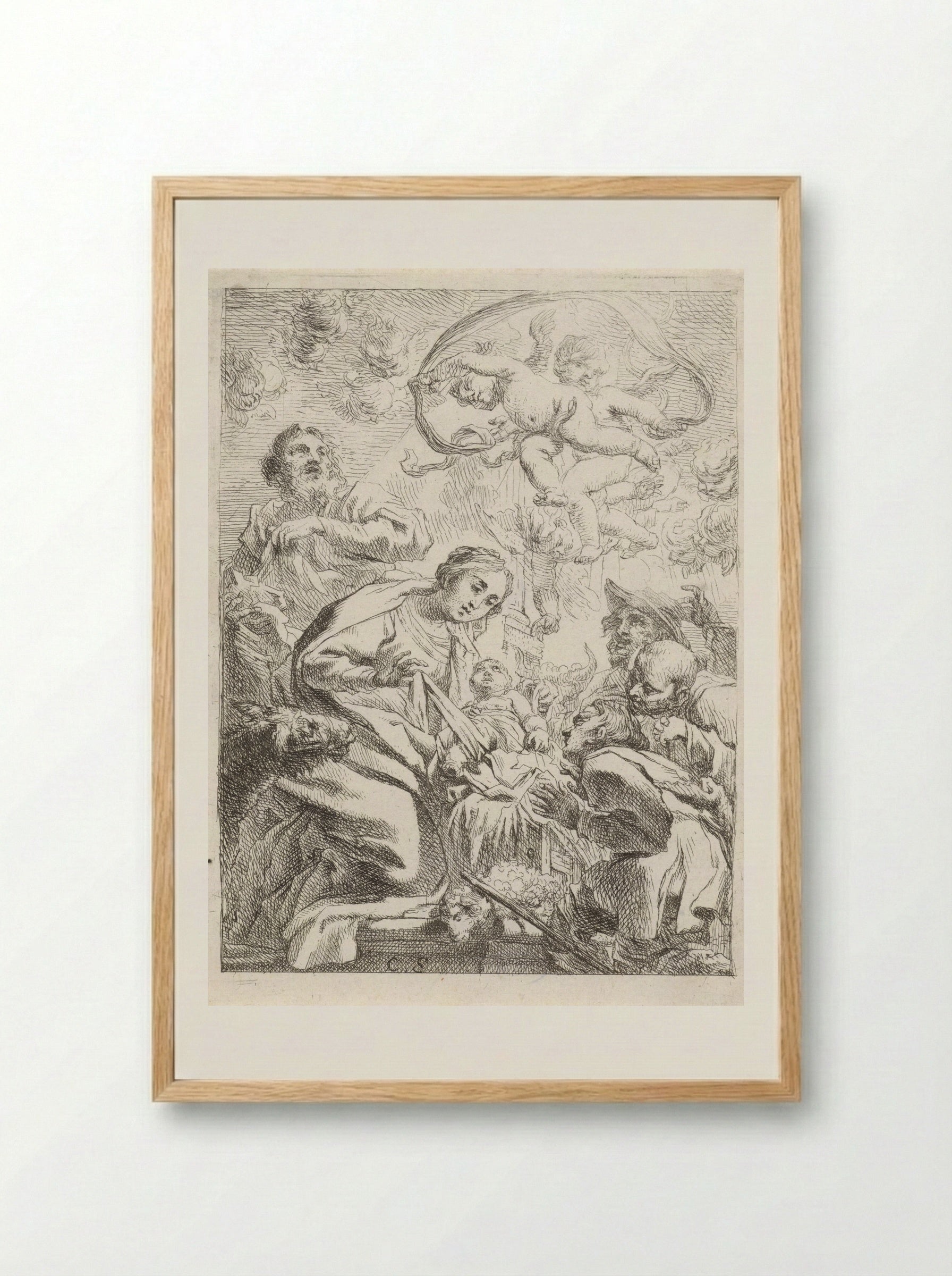 Adoration of the Shepherds - Cornelis Schut (I) - Framed Print Wood