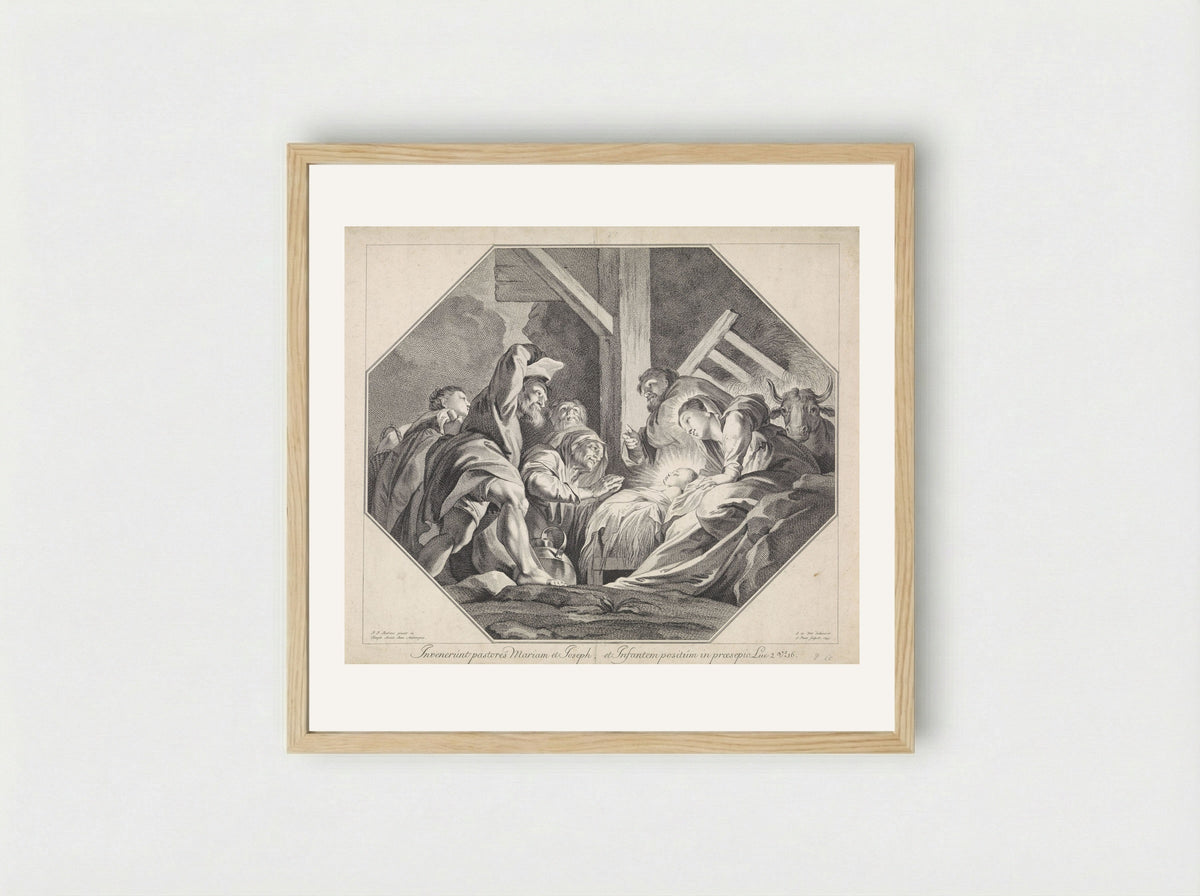 Adoration of the Shepherds - Jan Punt - Framed Print Wood