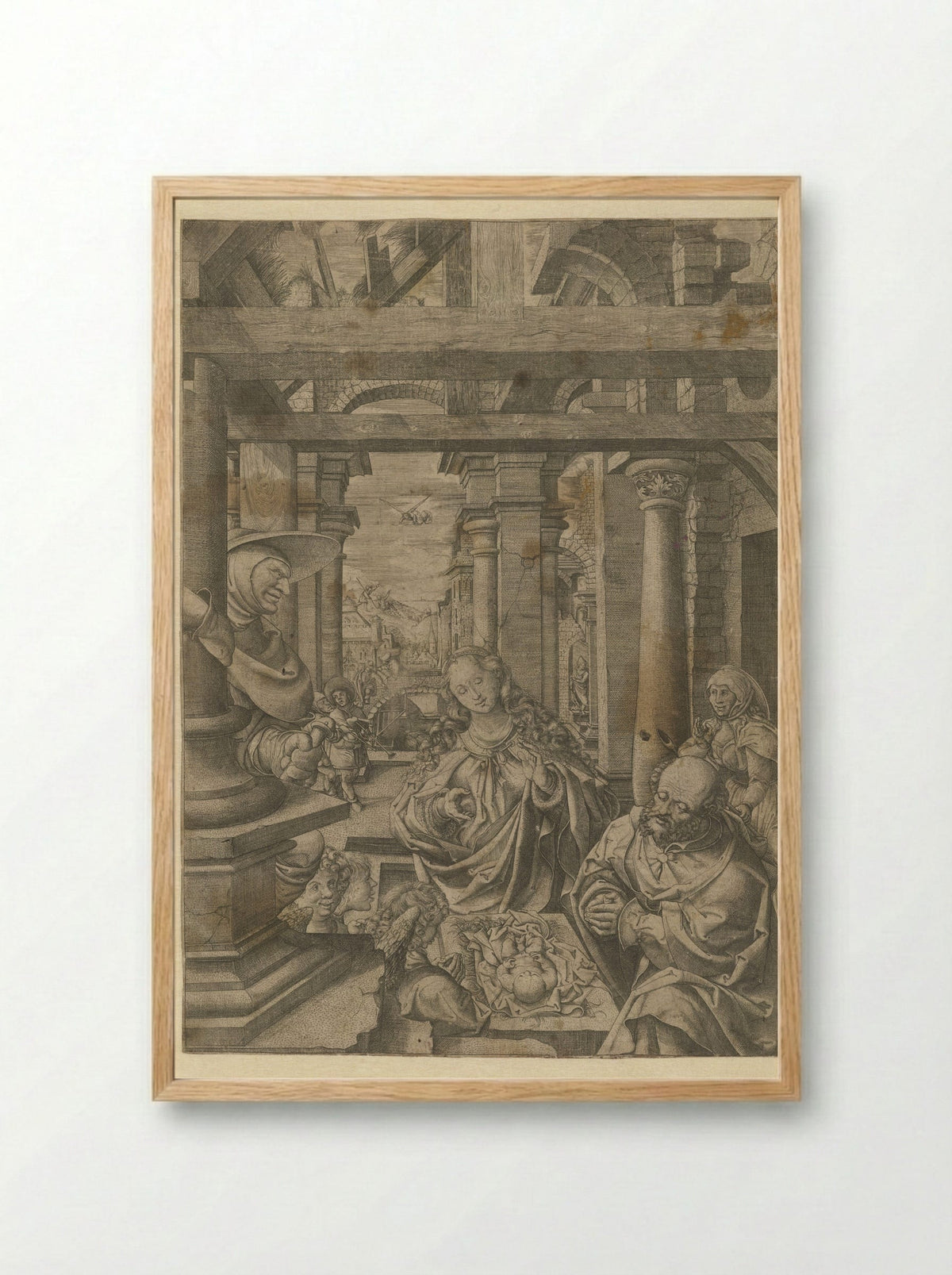 Adoration of the Shepherds - Frans Crabbe van Espleghem - Framed Print Wood
