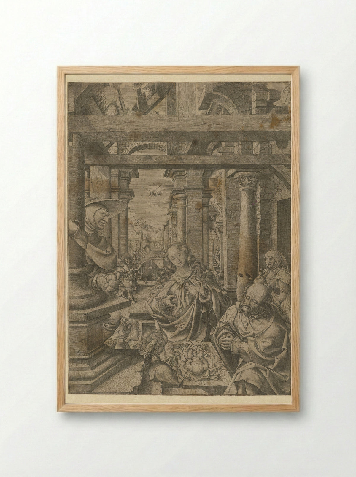 Adoration of the Shepherds - Frans Crabbe van Espleghem - Framed Print Wood
