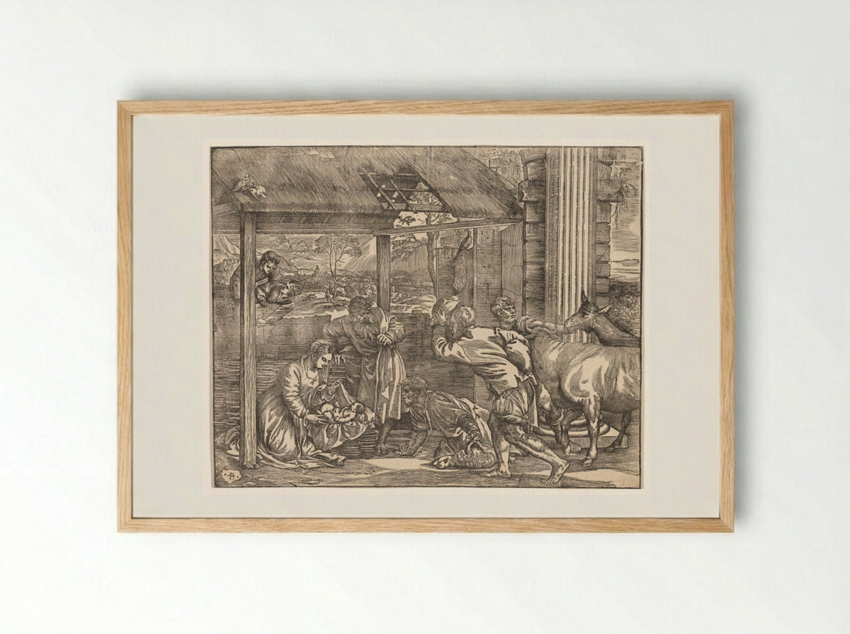 Adoration of the Shepherds - Niccolo Boldrini - Framed Print Wood