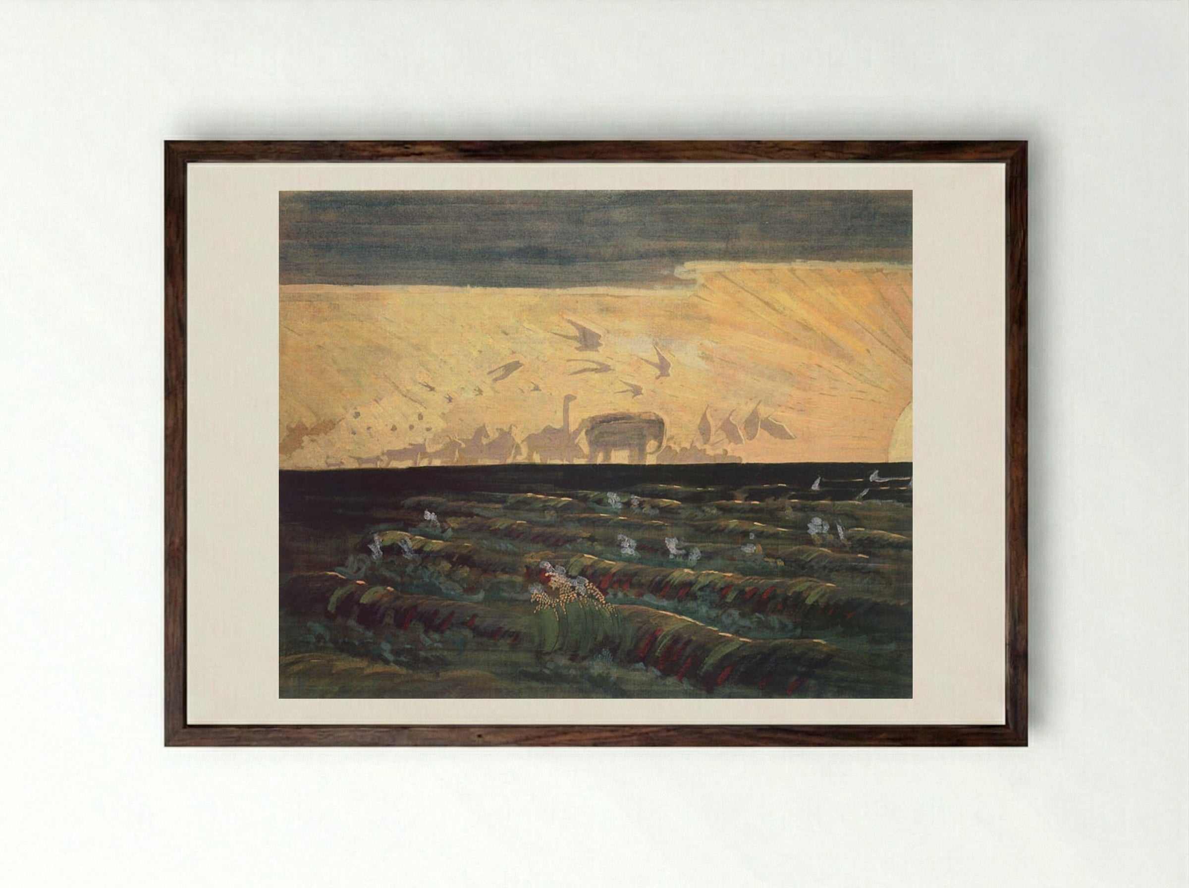 Adoration of the Sun - Mikalojus Konstantinas Čiurlionis - Framed Print Dark Wood