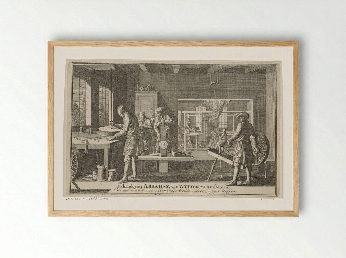 Adreskaart van Abraham van Wylick - Caspar Luyken - Framed Print Wood