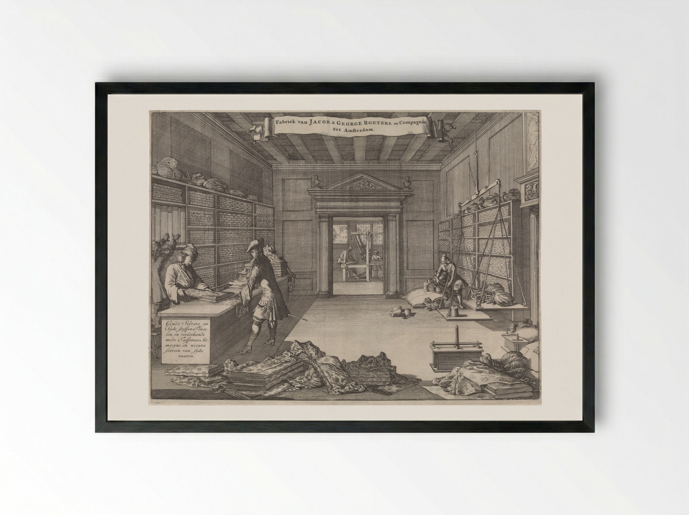 Adreskaart van Jacob & George Roeters en Compagnie te Amsterdam - Caspar Luyken - Framed Print Black