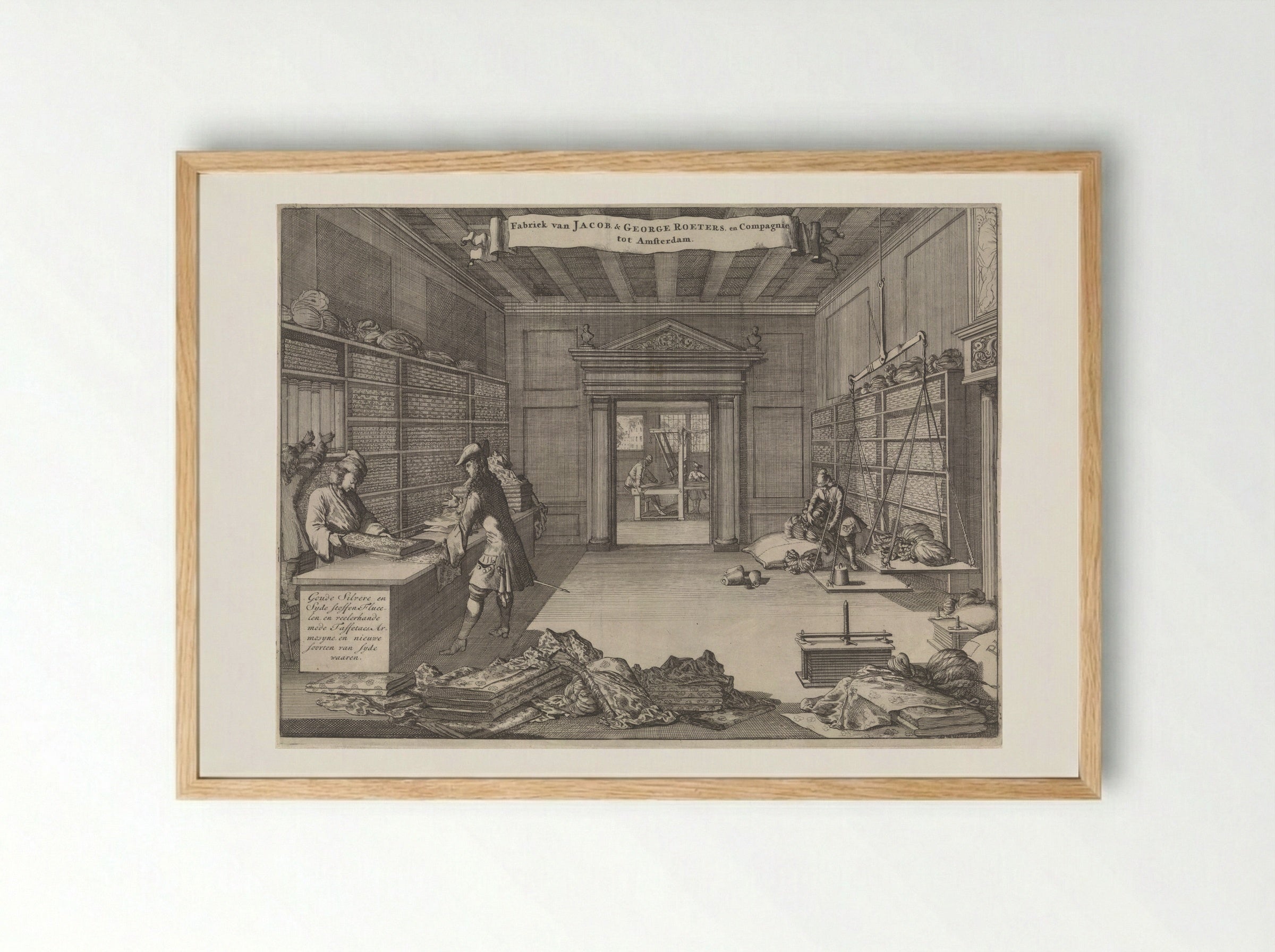 Adreskaart van Jacob & George Roeters en Compagnie te Amsterdam - Caspar Luyken - Framed Print Wood