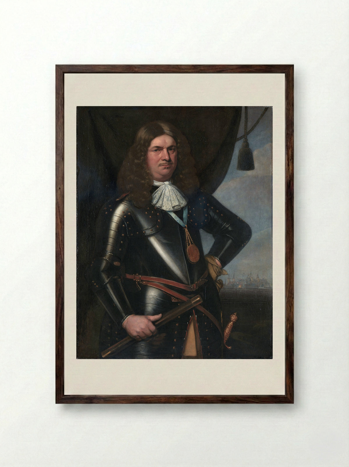 Adriaen Banckert, Lieutenant-Admiral of Zeeland - Hendrick Berckman - Framed Print Dark Wood