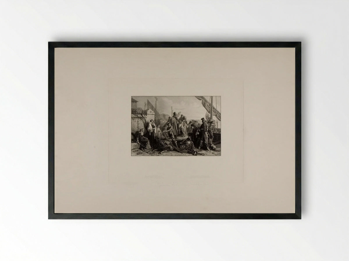 Adriatic Fishermen - Théophile Victor Desclaux - Framed Print Black
