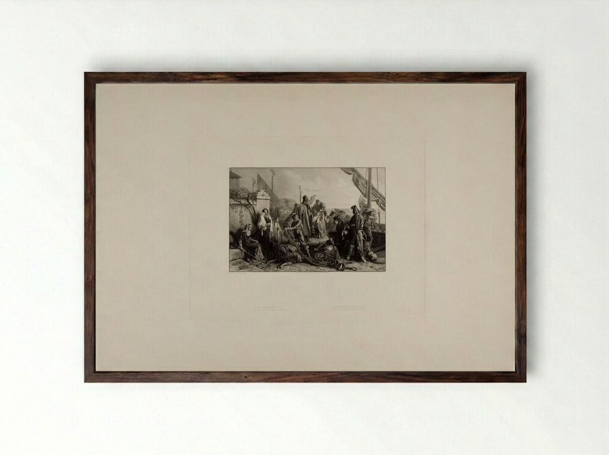 Adriatic Fishermen - Théophile Victor Desclaux - Framed Print Dark Wood