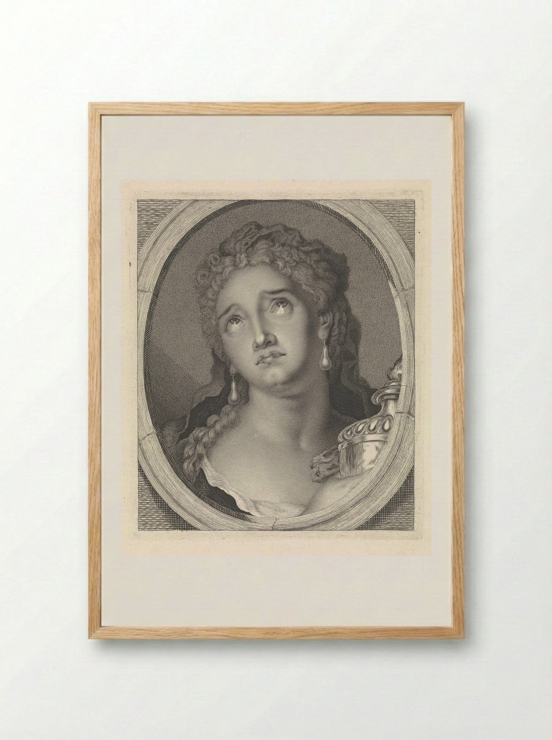 Adrienne Lecouvreur as Cornelia with the Urn of Pompey - Pieter Lyonet - Framed Print Wood