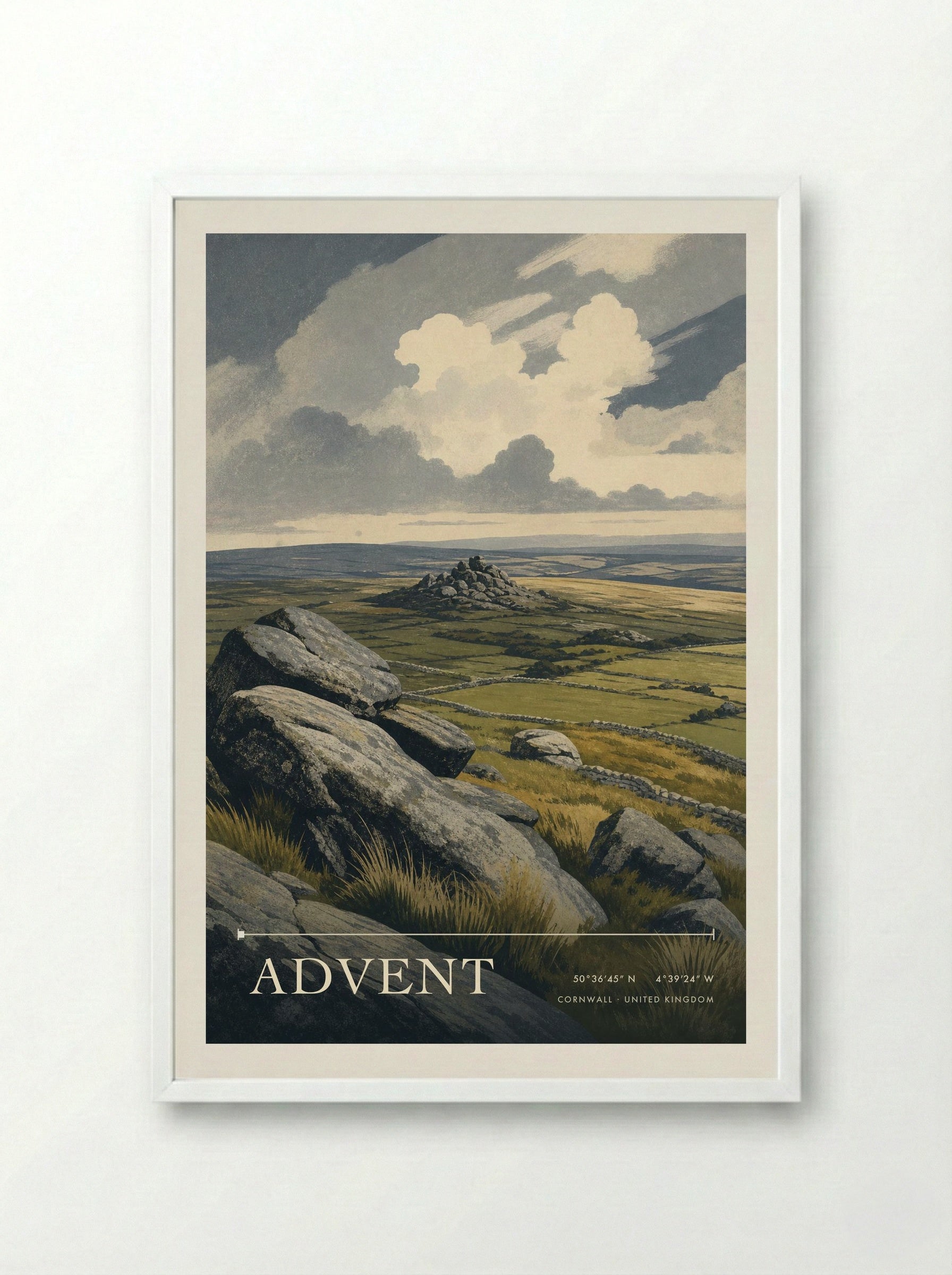 Advent Cornwall United Kingdom Travel Poster - Framed Print White