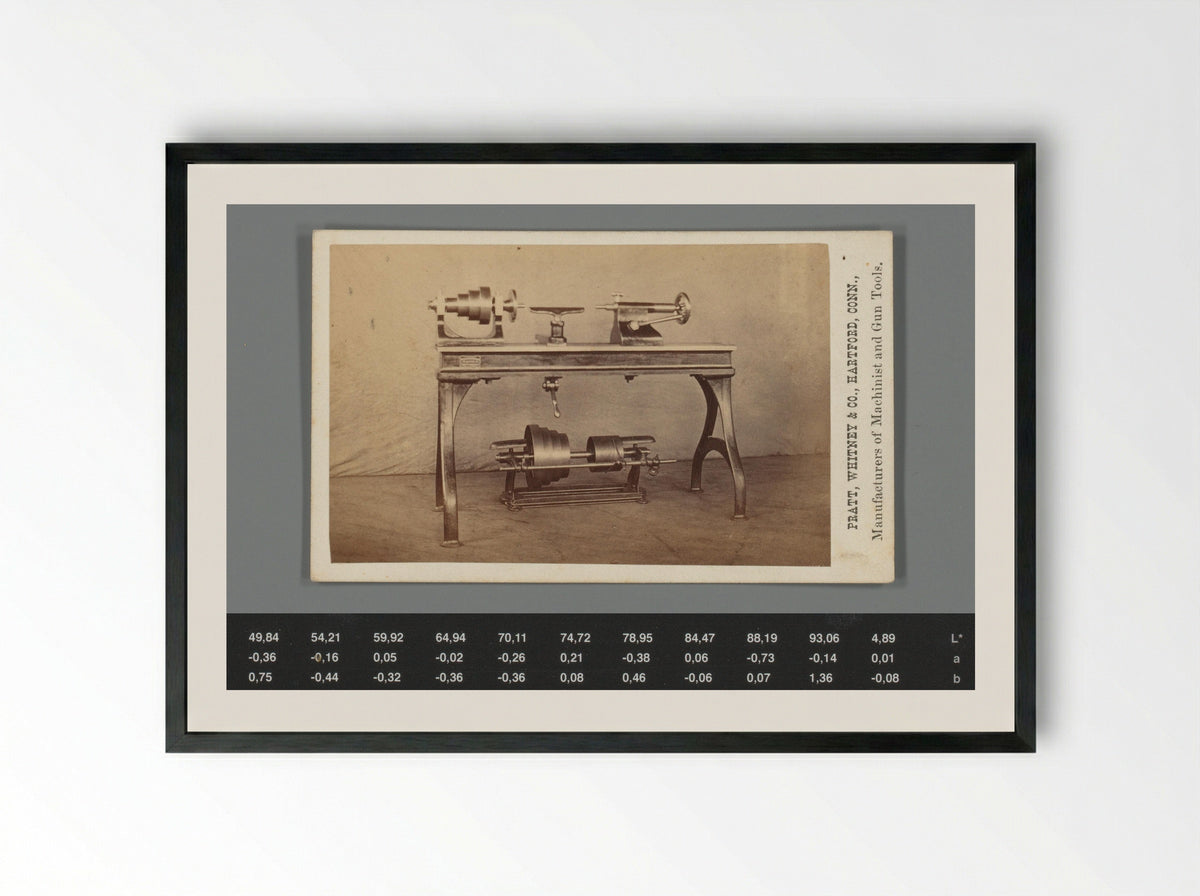Advertisement for a Pratt, Whitney & Company Lathe - Prescott & White - Framed Print Black