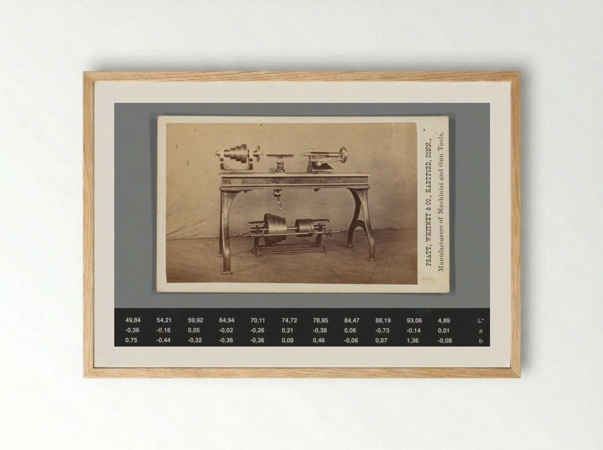 Advertisement for a Pratt, Whitney & Company Lathe - Prescott & White - Framed Print Wood