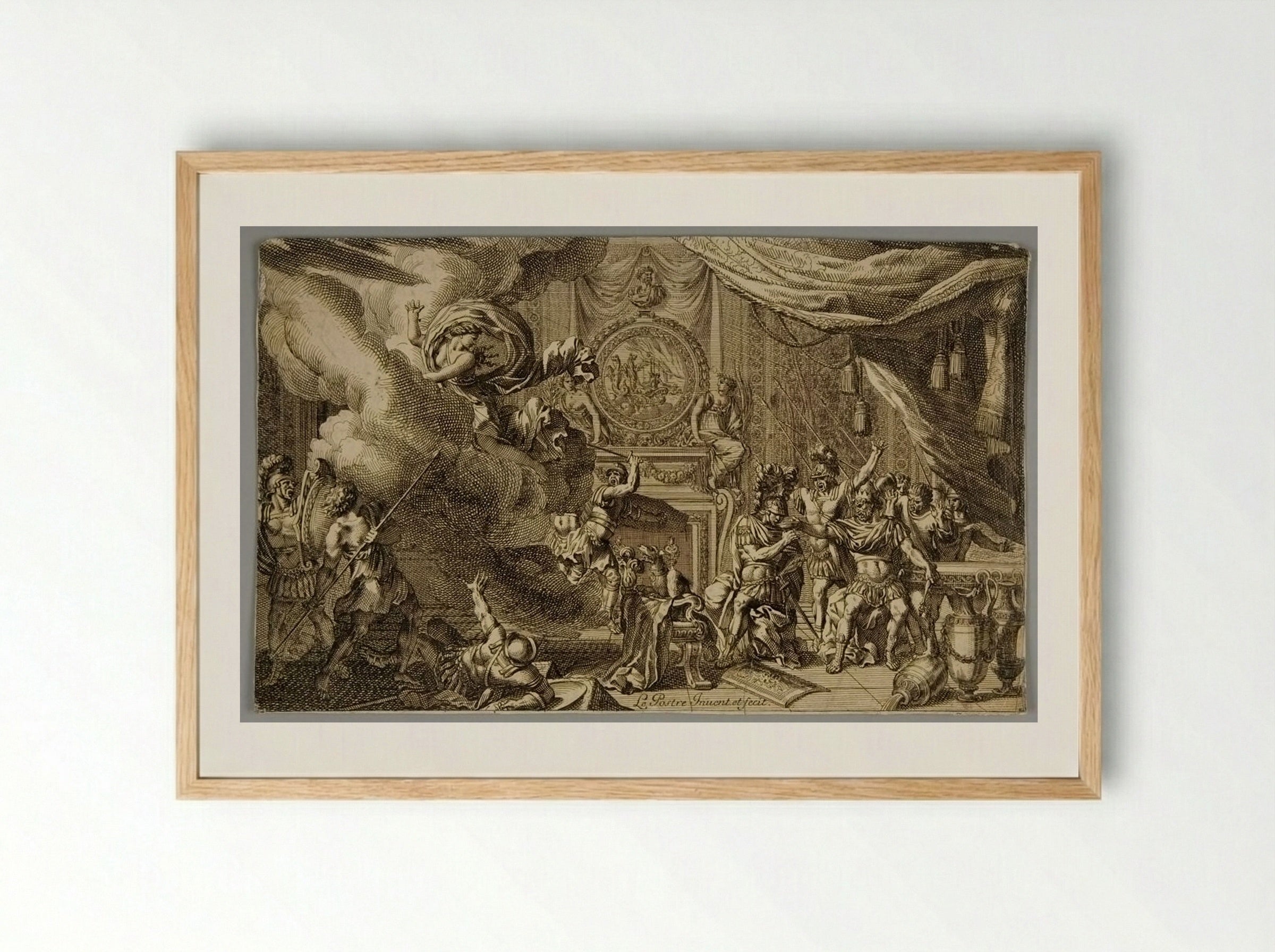 Aegeus Discovering His Son After Poisoning Him Through the Influence of Medea - Jean Le Pautre - Framed Print Wood