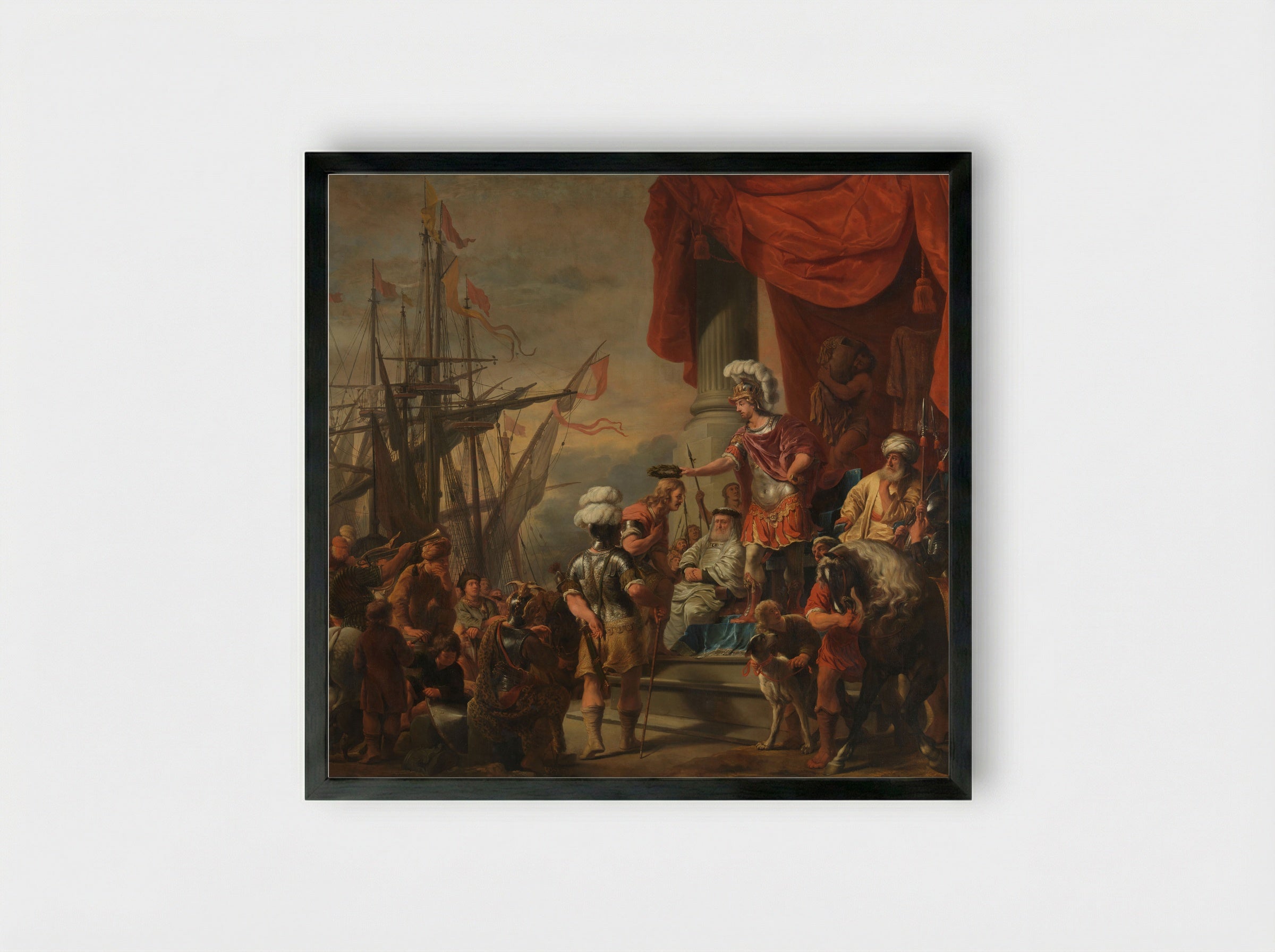 Aeneas Crowning Cloanthus - Ferdinand Bol - Framed Print Black