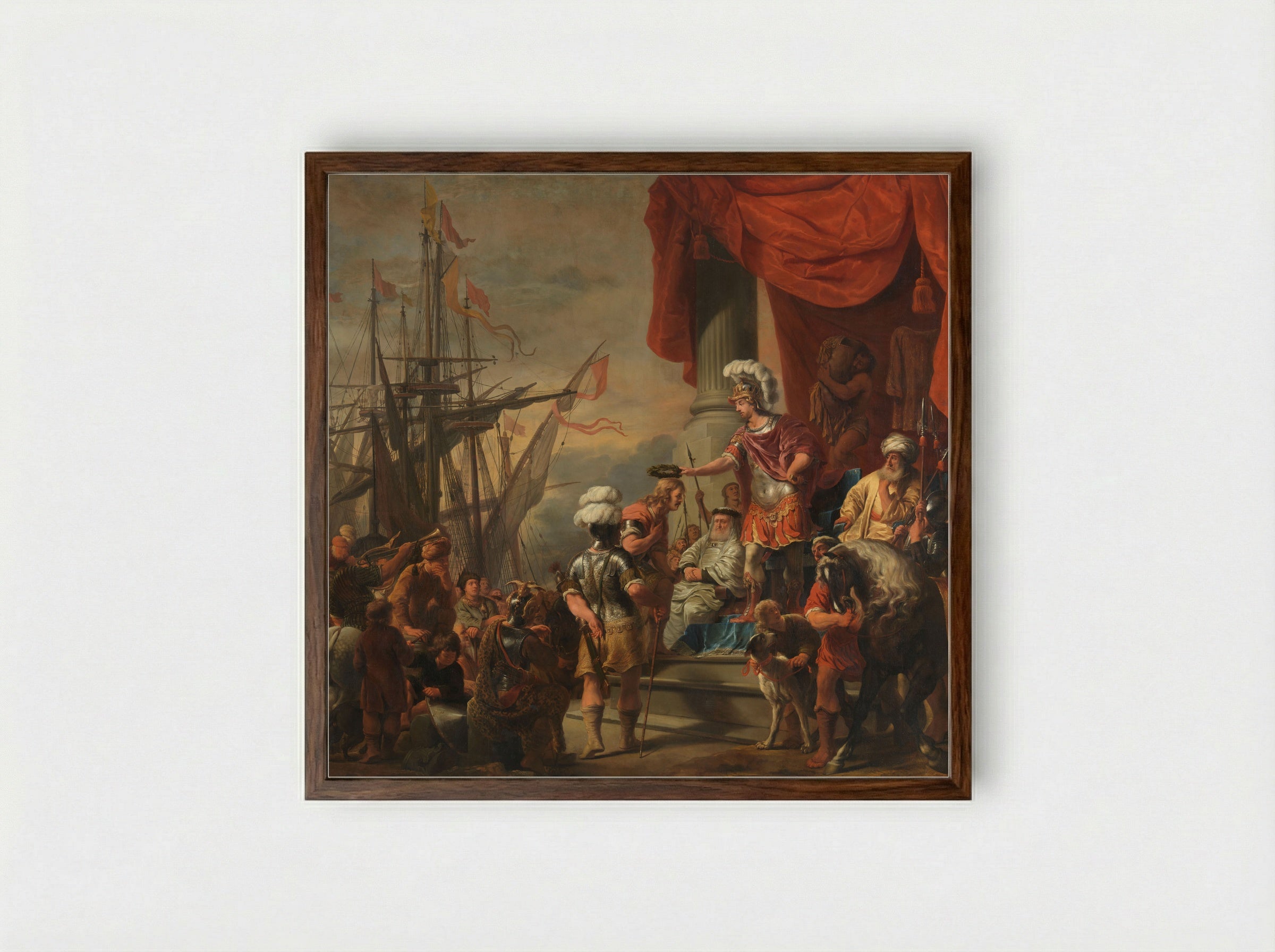 Aeneas Crowning Cloanthus - Ferdinand Bol - Framed Print Dark Wood