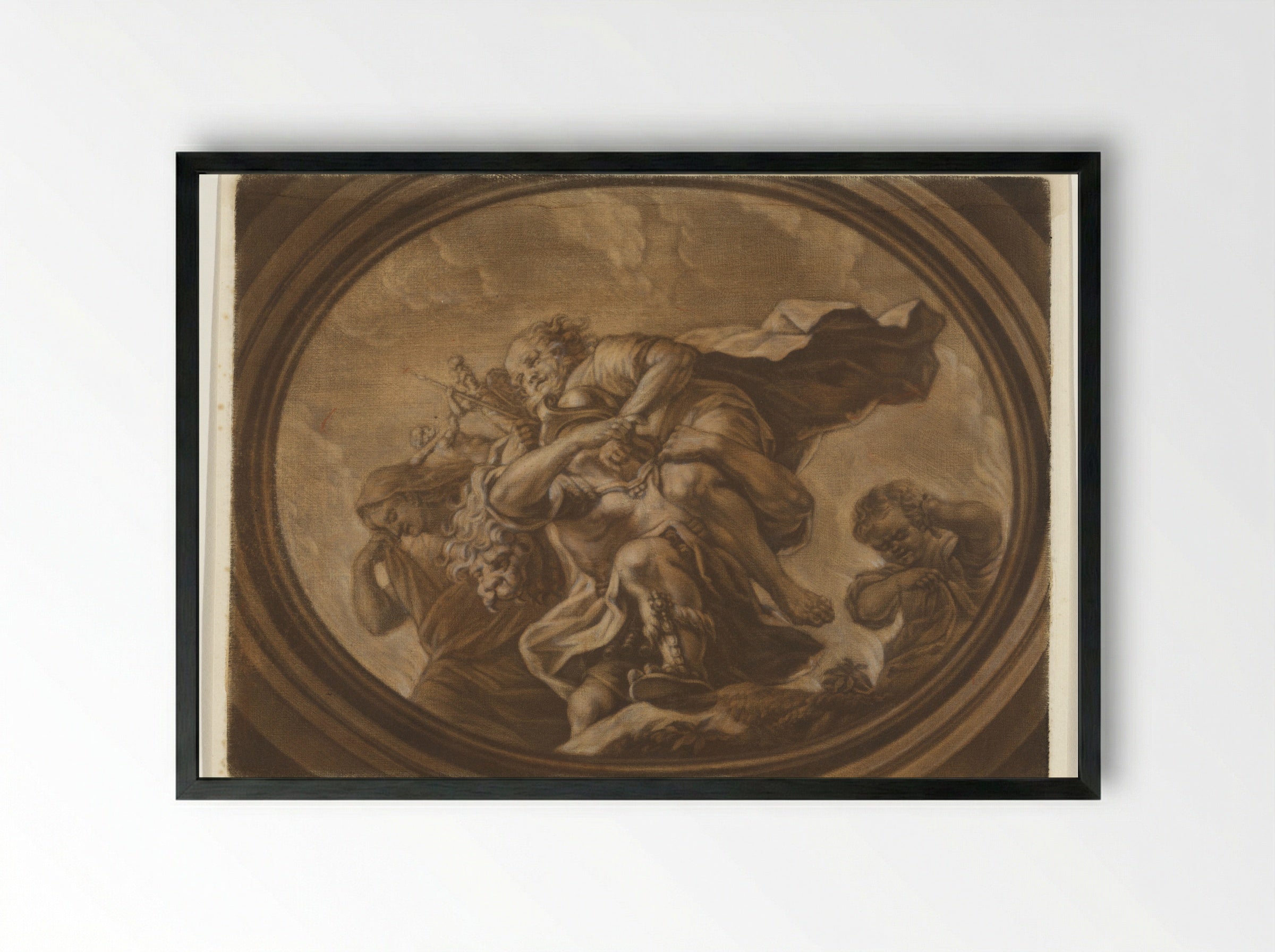 Aeneas Fleeing Troy - Arnoud van Halen - Framed Print Black