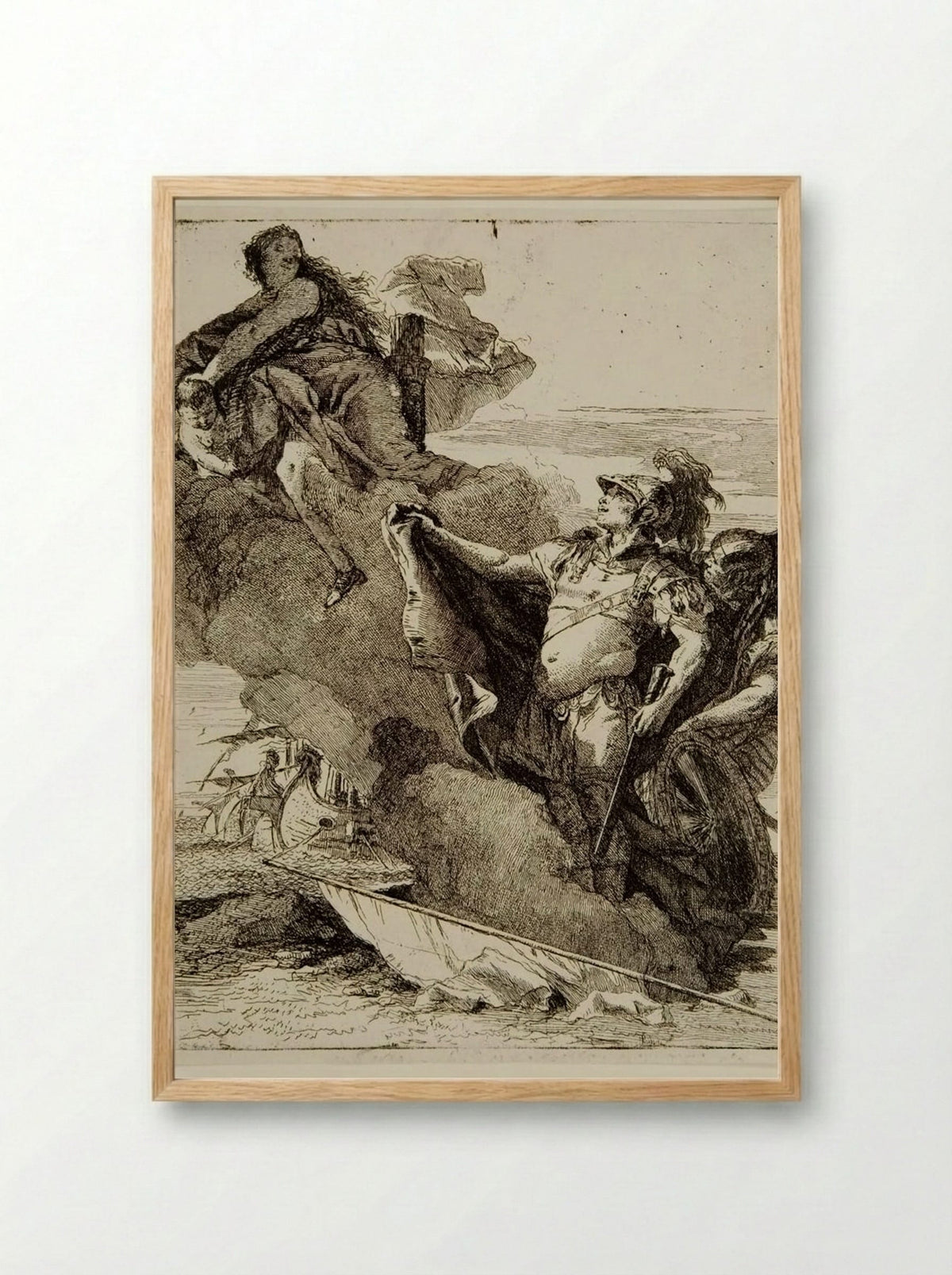 Aeneas Recognizing Venus at the Moment of her Disappearance in a Cloud - Giovanni Domenico Tiepolo - Framed Print Wood