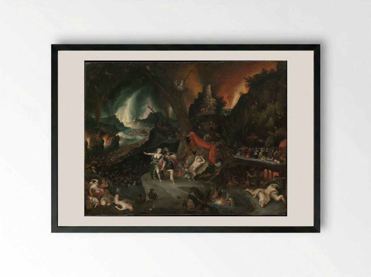 Aeneas and the Sibyl in the Underworld - Jan Brueghel the Younger - Framed Print Black