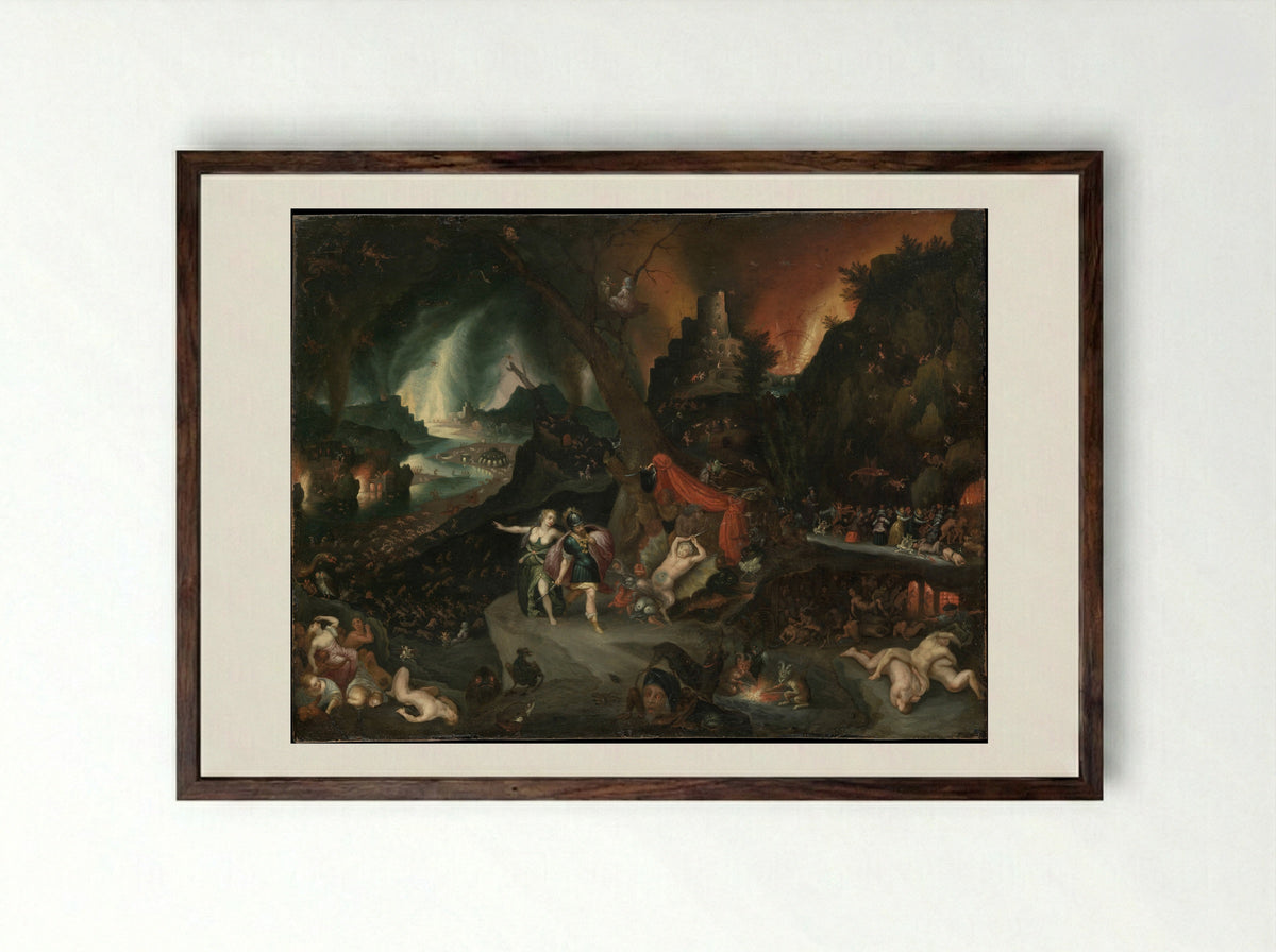 Aeneas and the Sibyl in the Underworld - Jan Brueghel the Younger - Framed Print Dark Wood