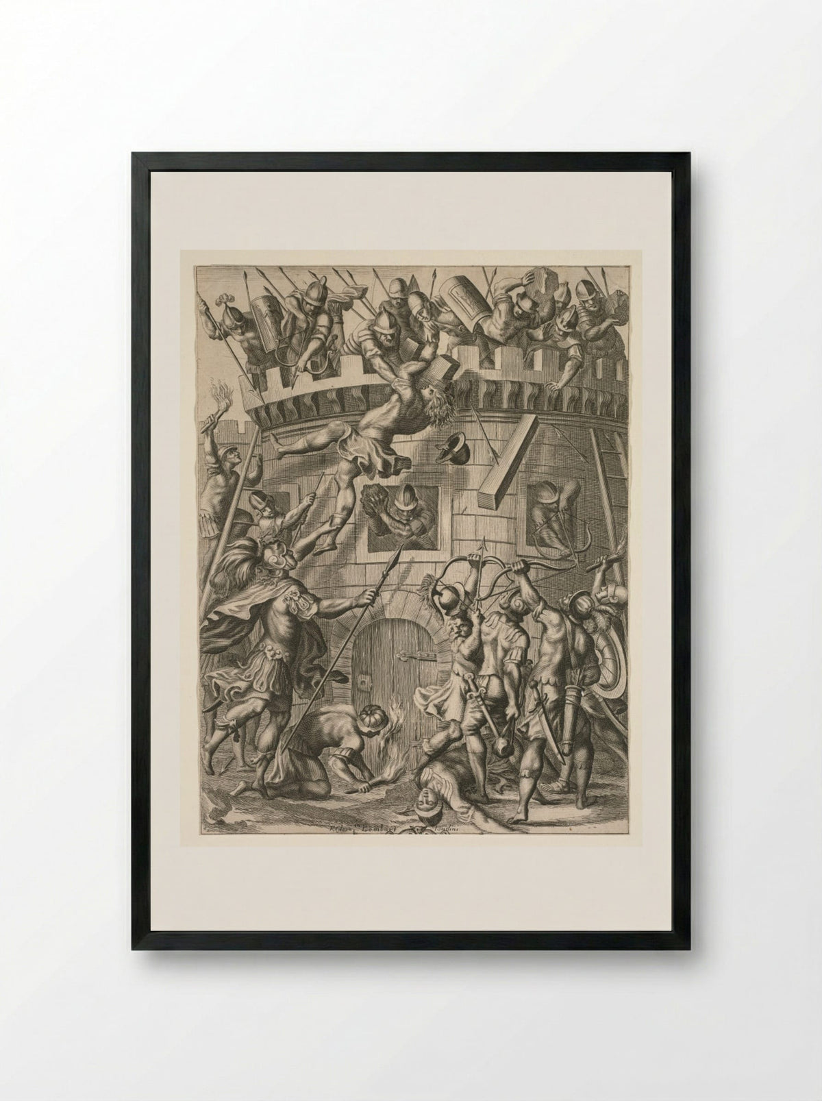 Aeneid (The Siege of a Fortress) - Pierre Lombart - Framed Print Black