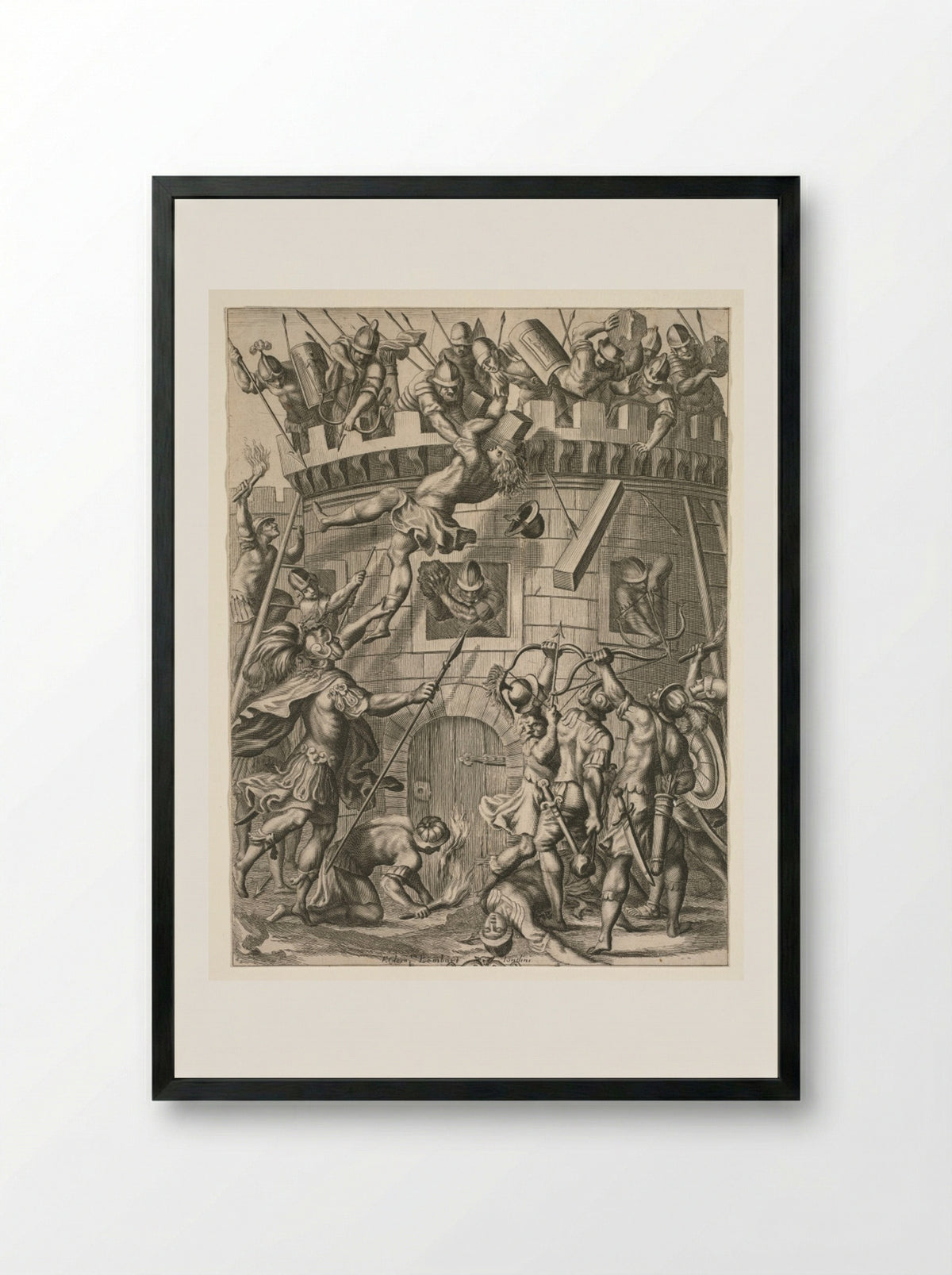 Aeneid (The Siege of a Fortress) - Pierre Lombart - Framed Print Black