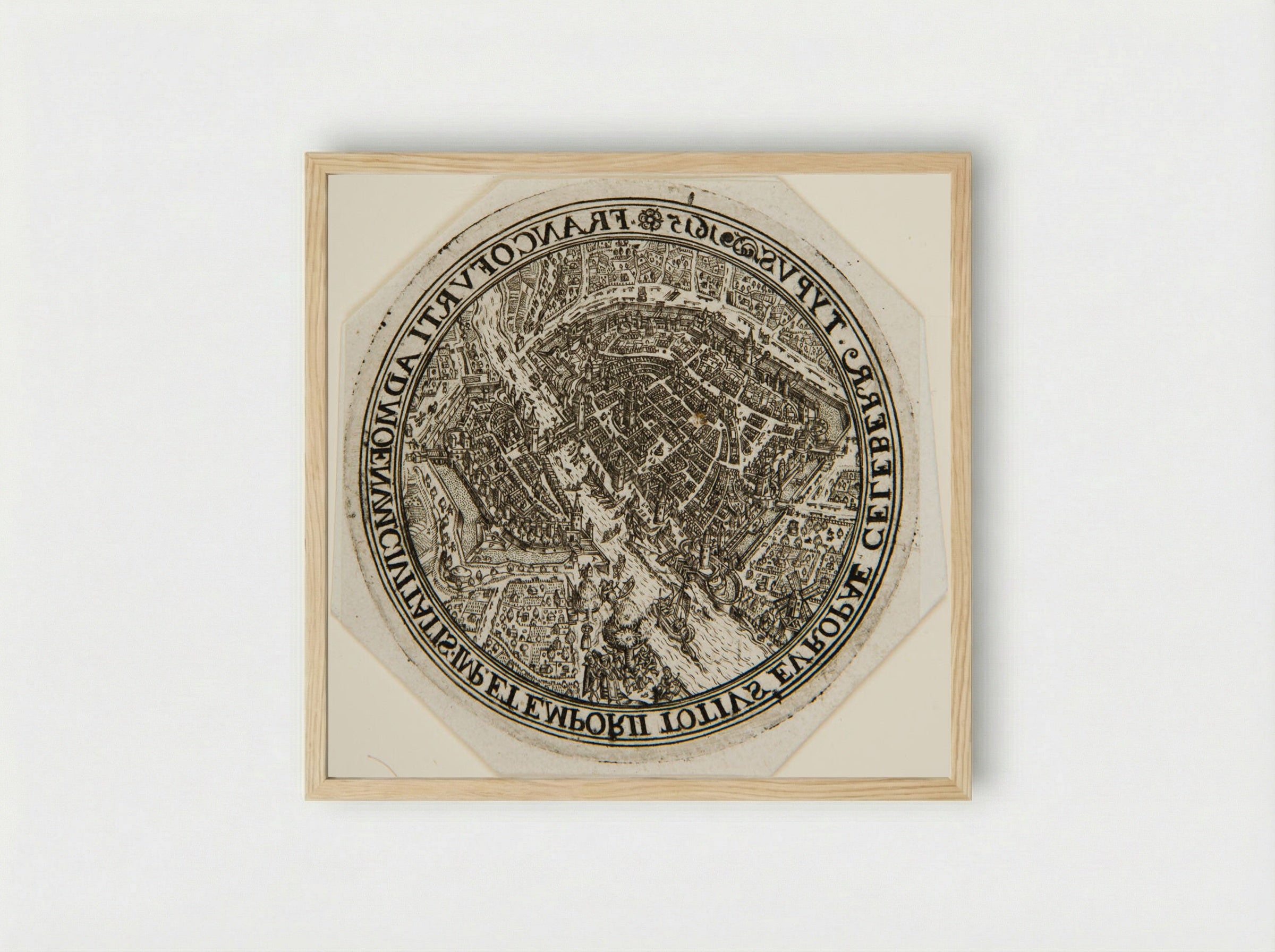 Aerial View of Frankfort - Johann Theodor de Bry - Framed Print Wood
